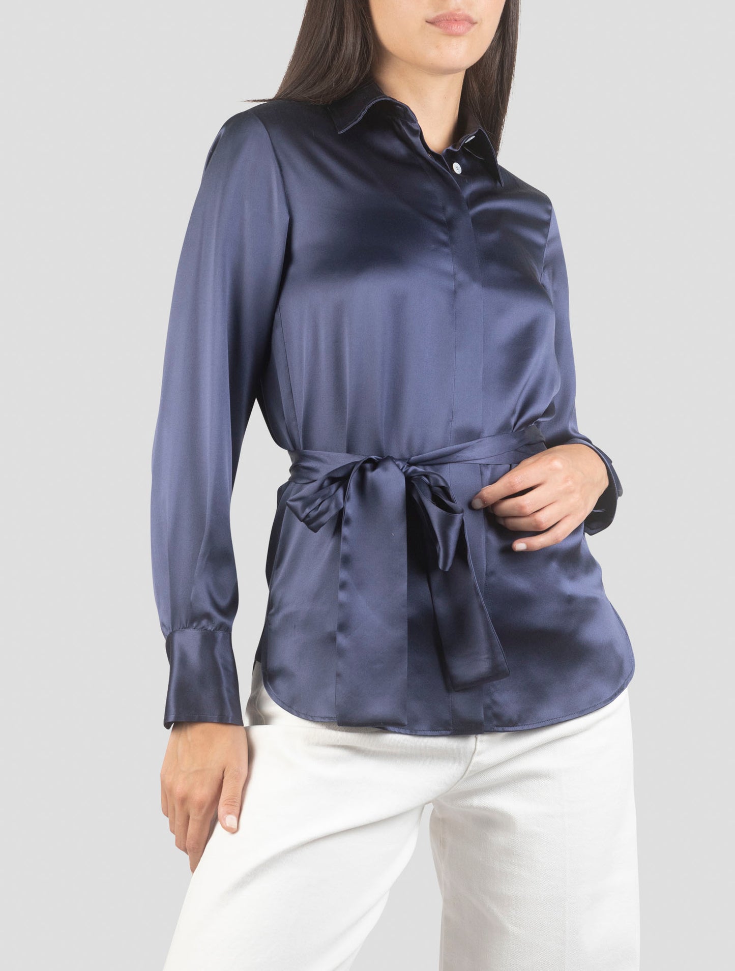 Kiton Blue Silk Shirt