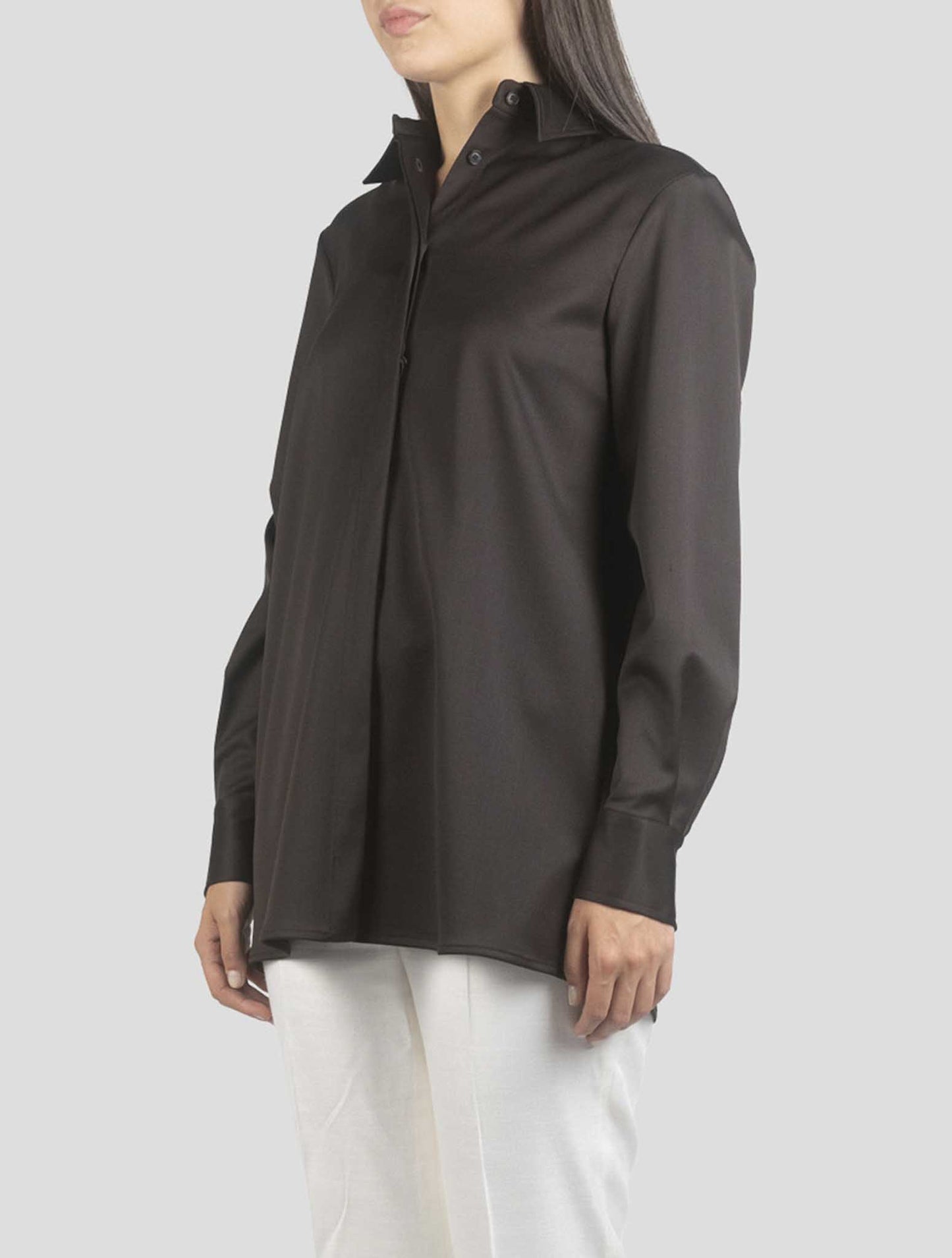 Kiton Brown Silk Shirt
