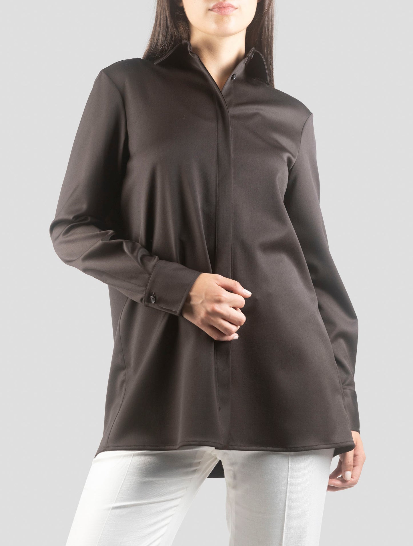 Kiton Brown Silk Shirt