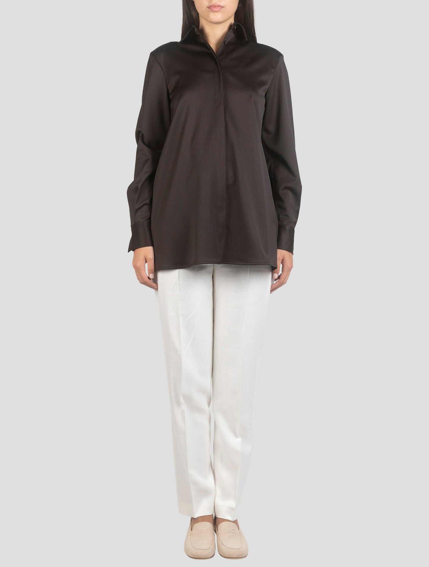 Kiton Brown Silk Shirt