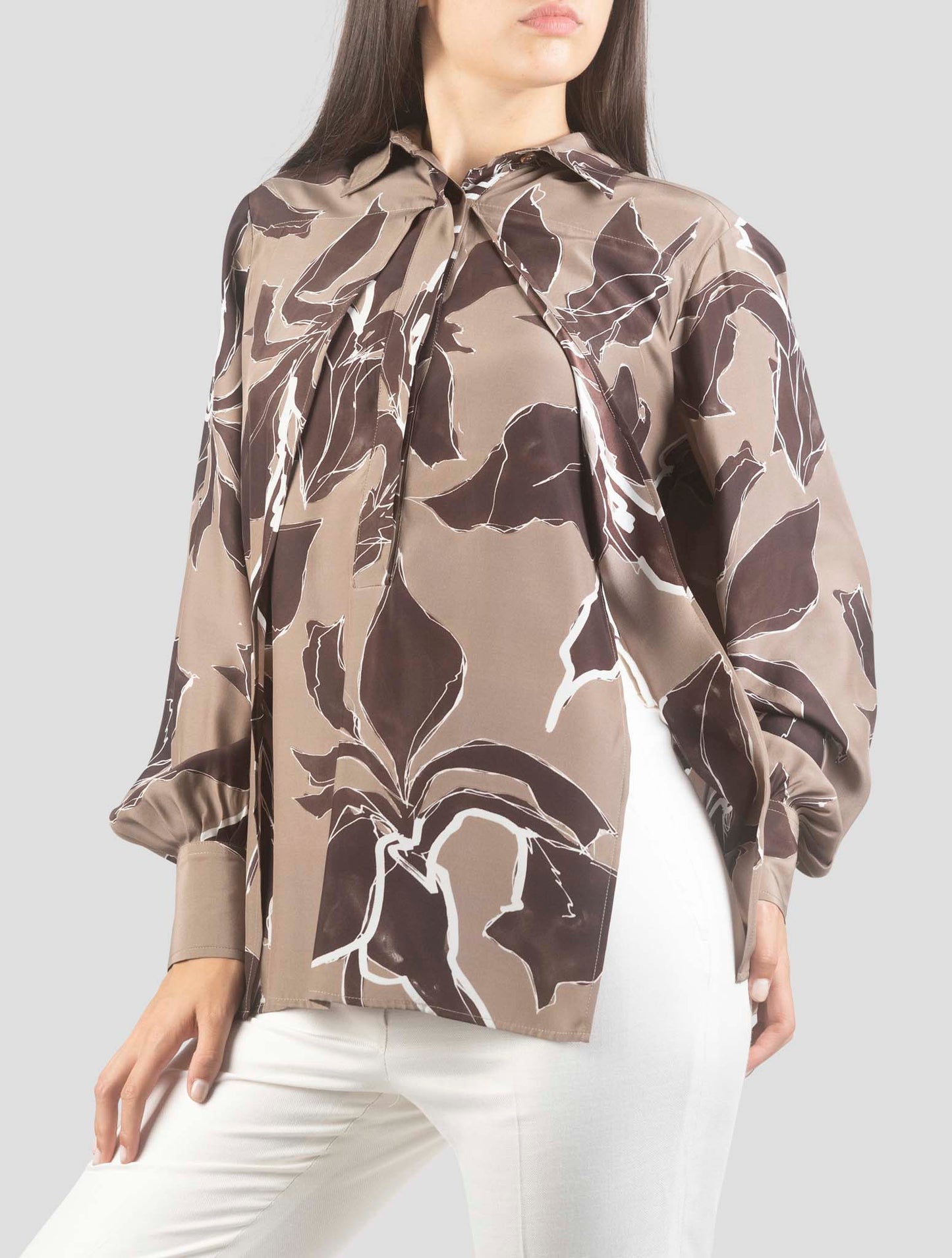 Kiton Brown Silk Shirt