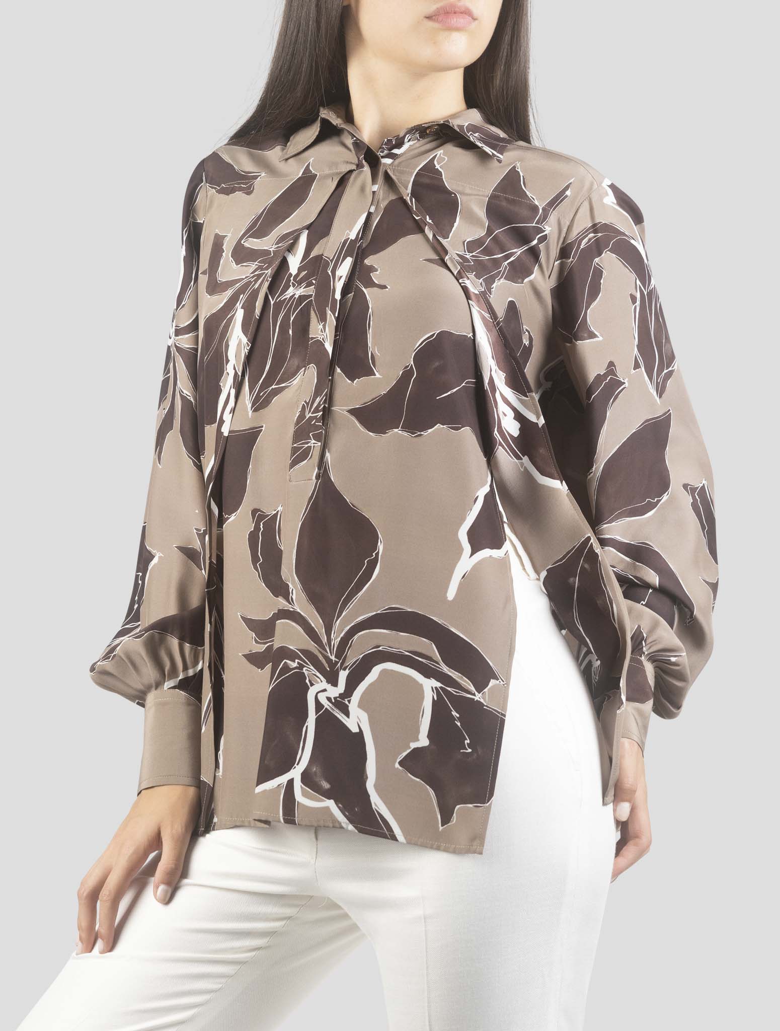 Kiton Brown Silk Shirt