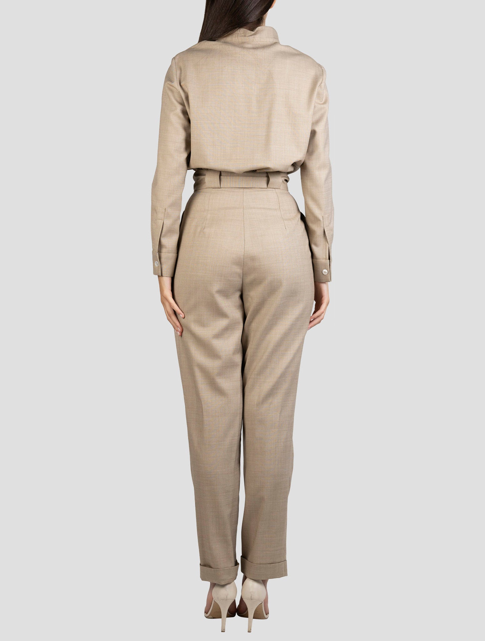 Kiton Brown Virgin Wool Ea Dress
