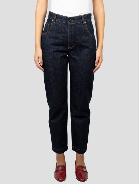 Kiton Blue Cotton Jeans