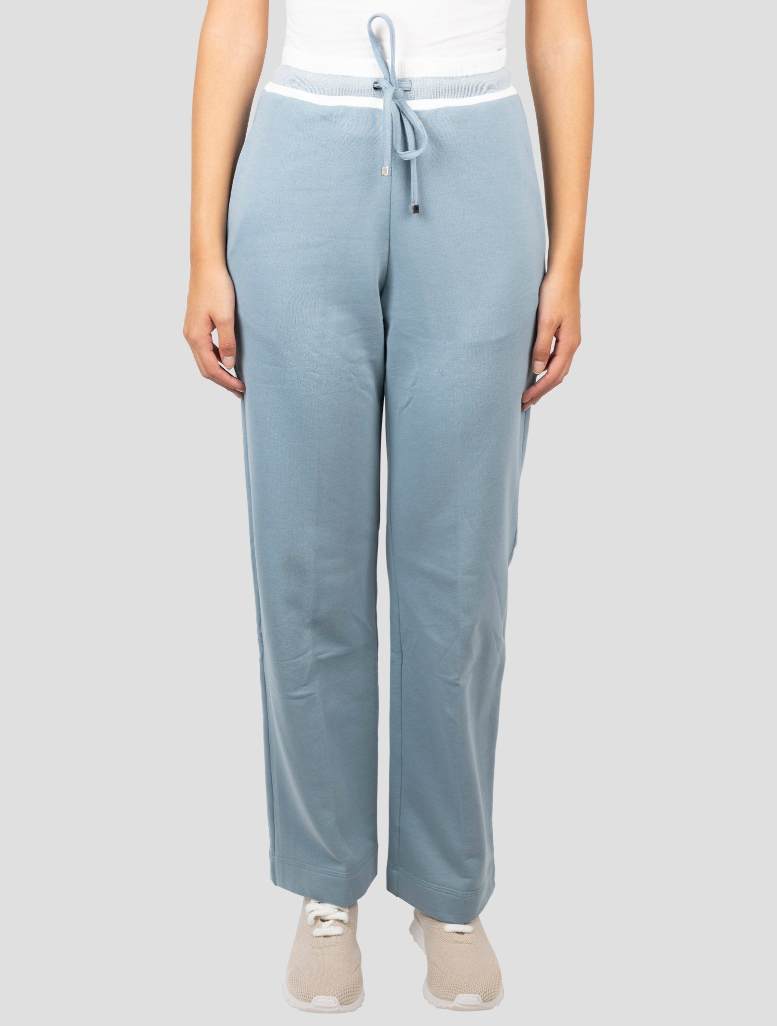 Kiton Light Blue Cotton Cashmere Pants