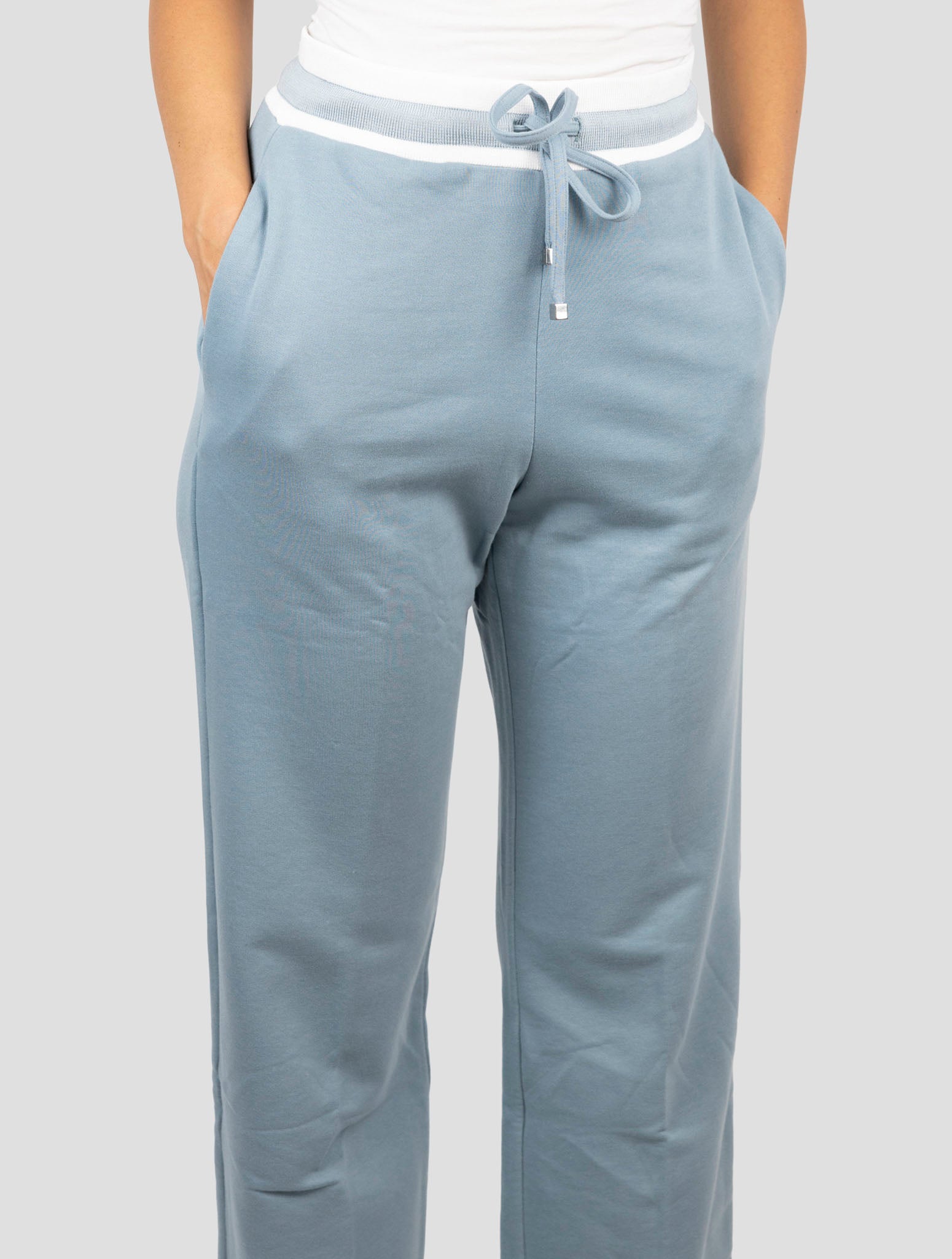 Kiton Light Blue Cotton Cashmere Pants