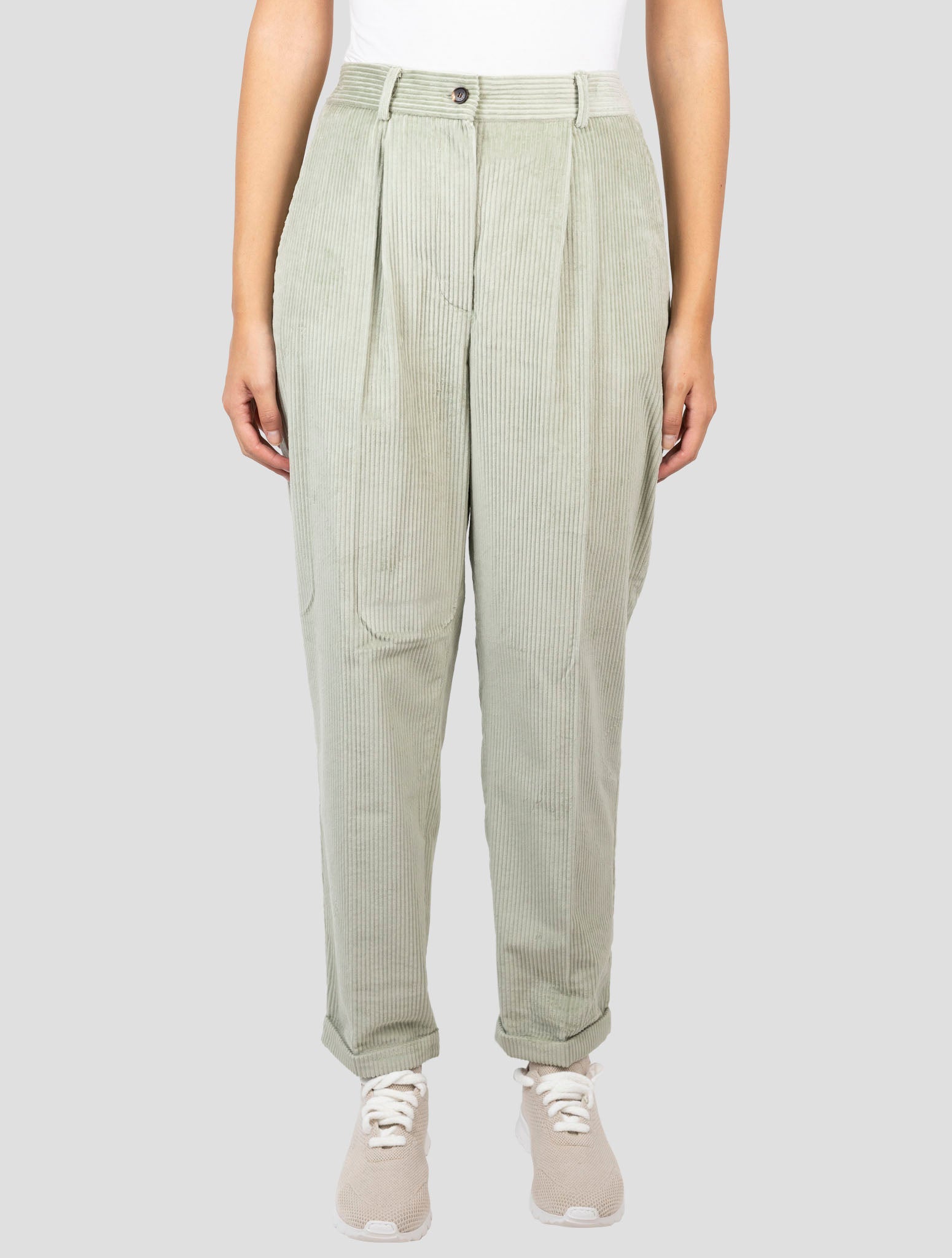 Kiton Green Cotton Velvet Pants