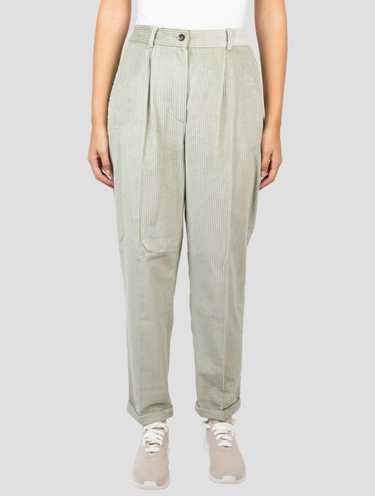 Kiton Green Cotton Velvet Pants