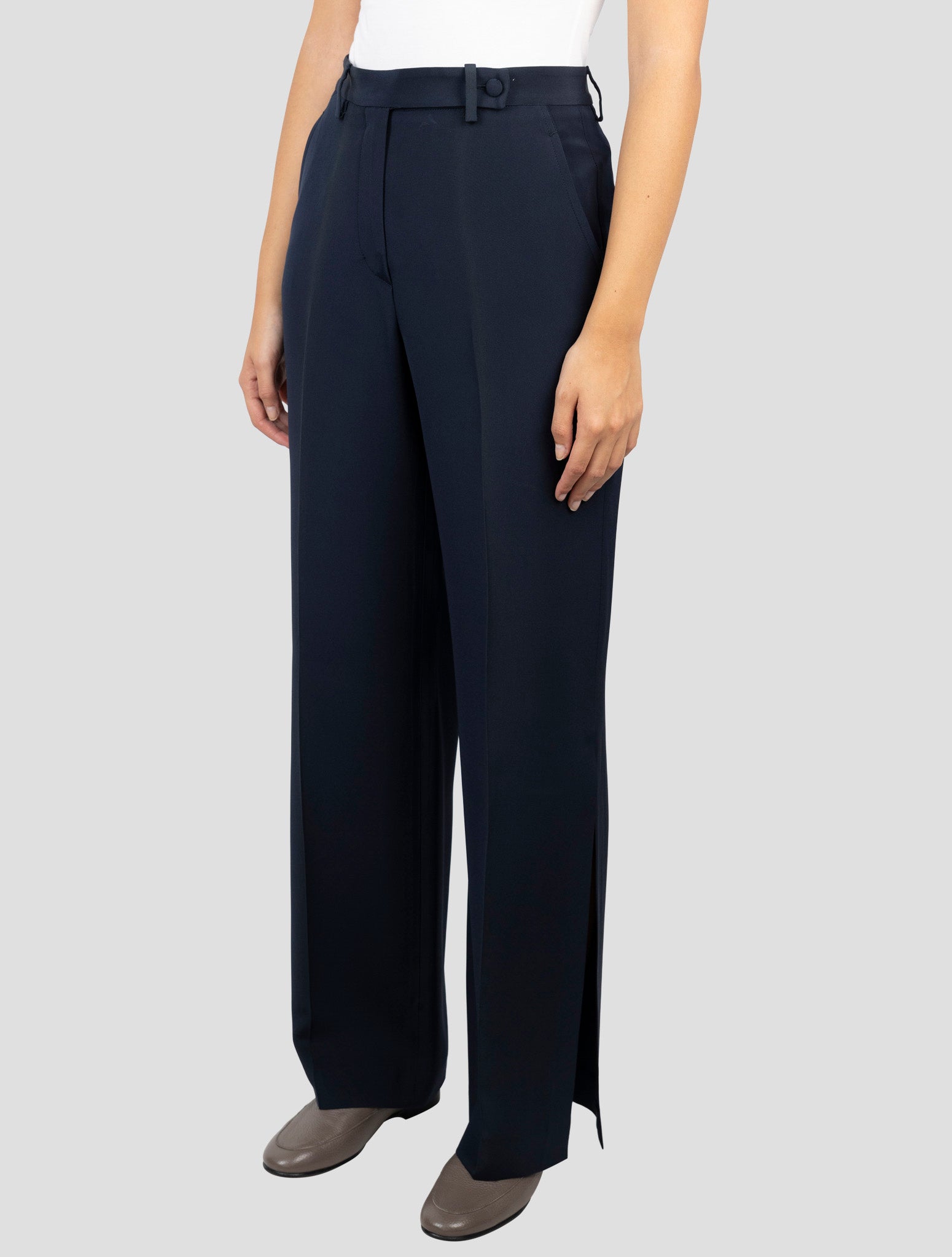Kiton Blue Silk Pants