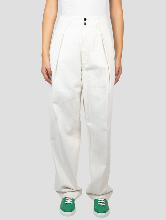 Kiton White Cotton Pants