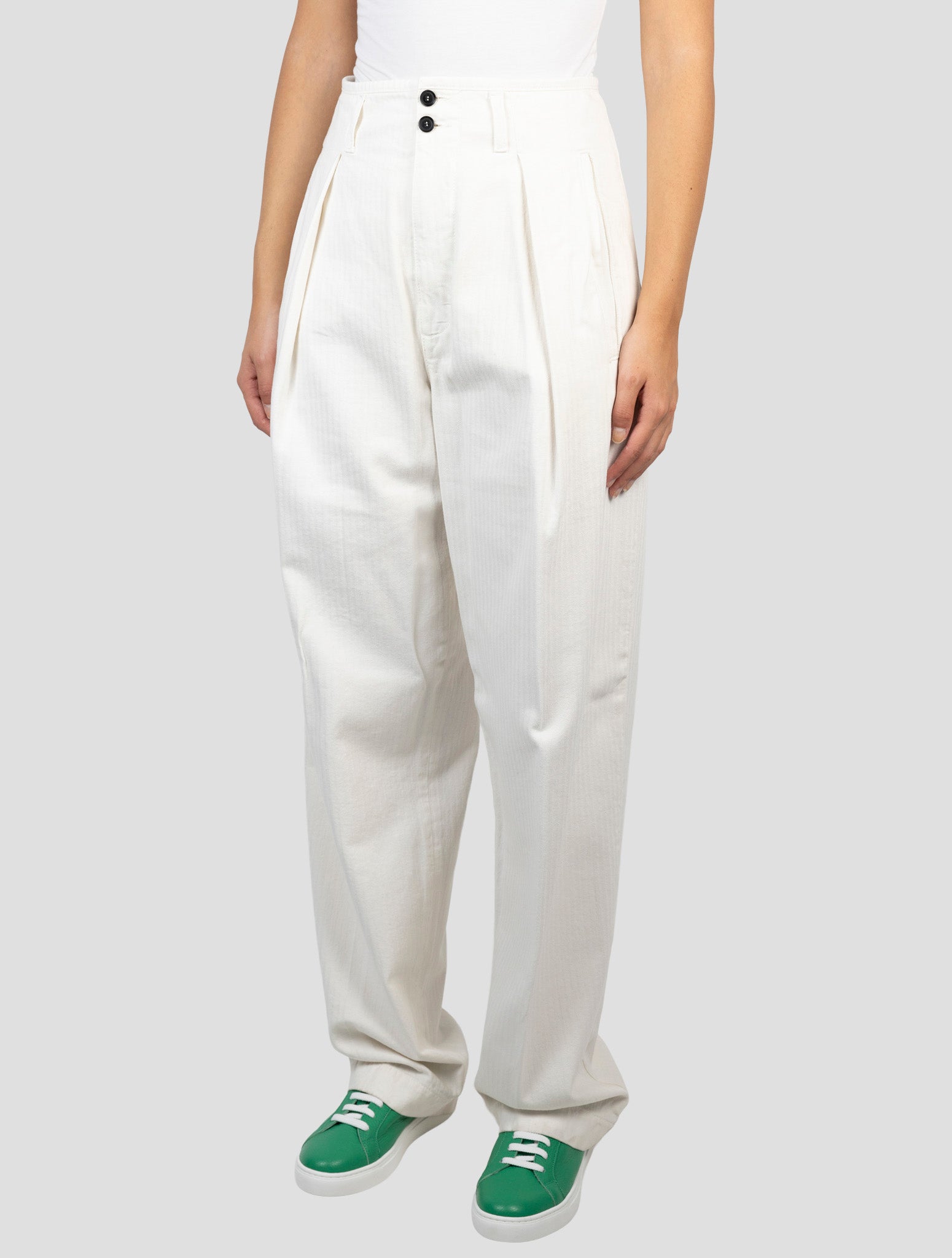 Kiton White Cotton Pants