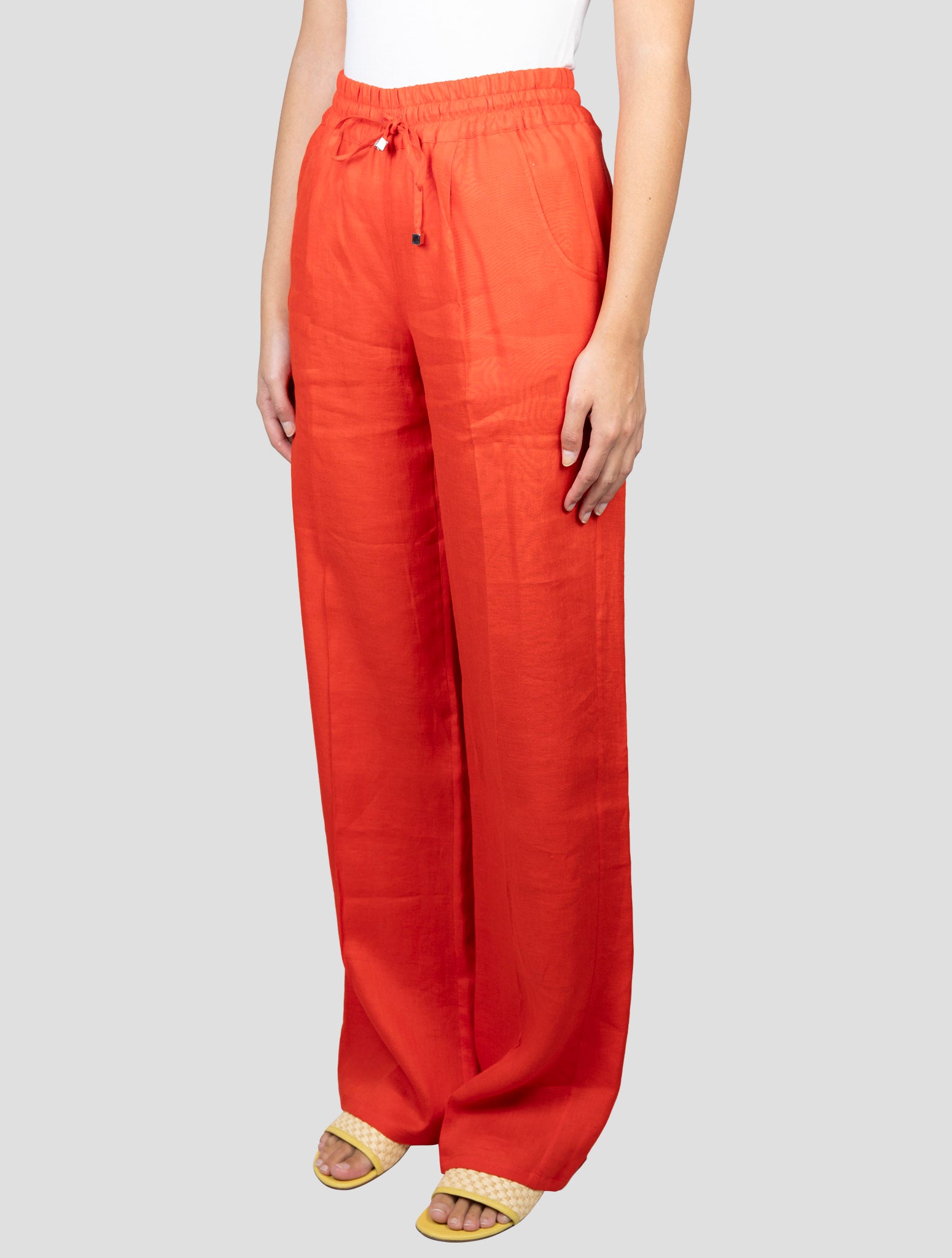 Kiton Red Linen Pants