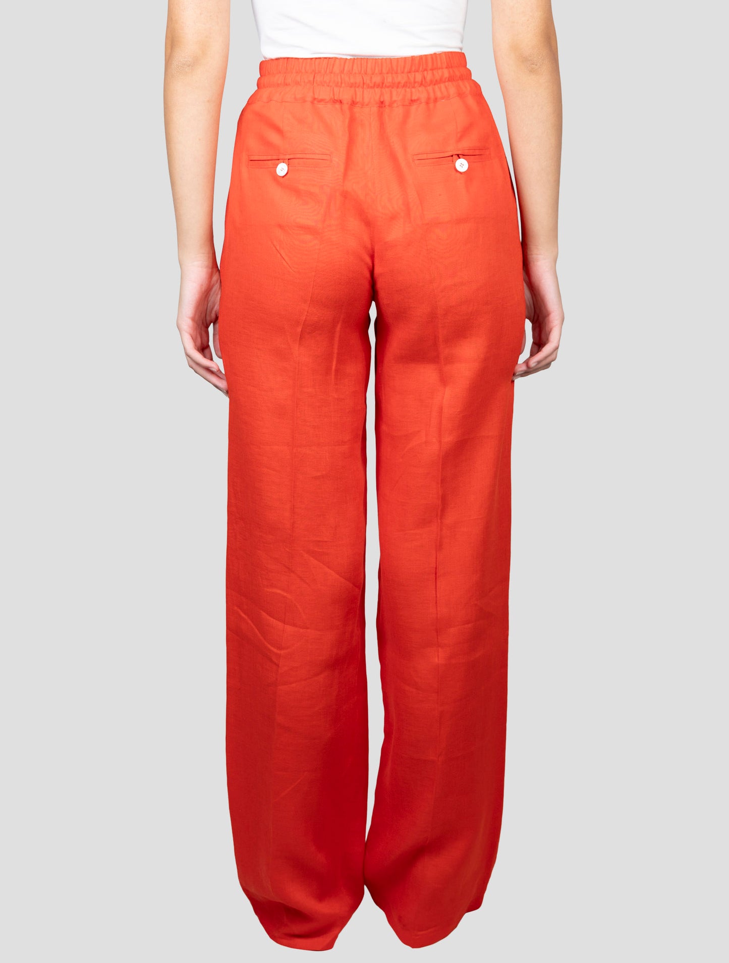Kiton Red Linen Pants