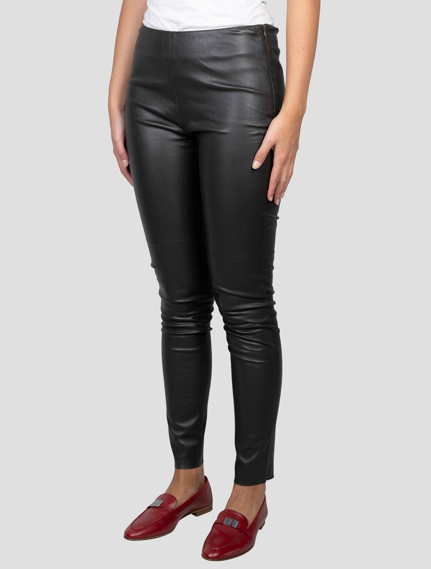 Kiton Dark Gray Leather Pants