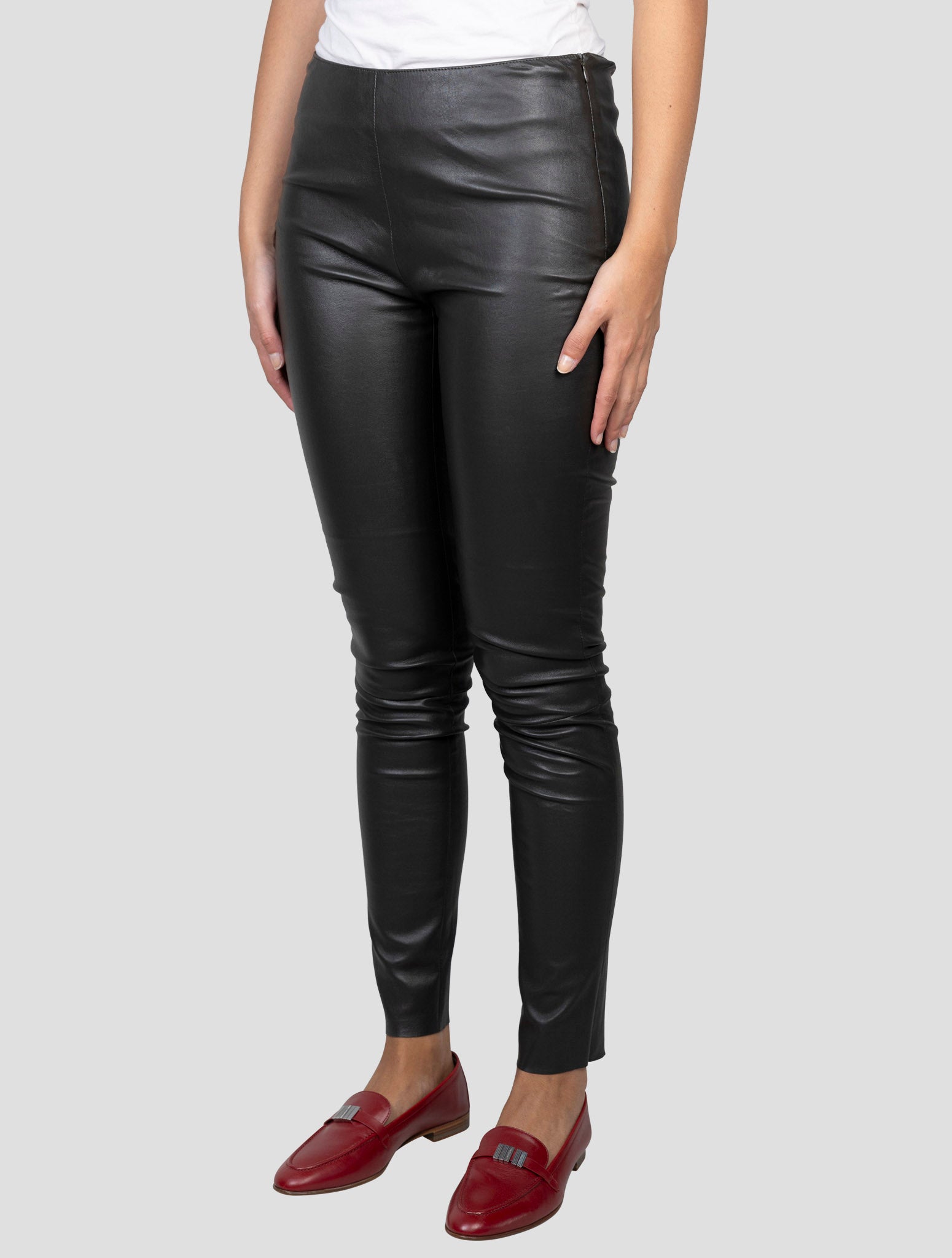 Kiton Dark Gray Leather Pants