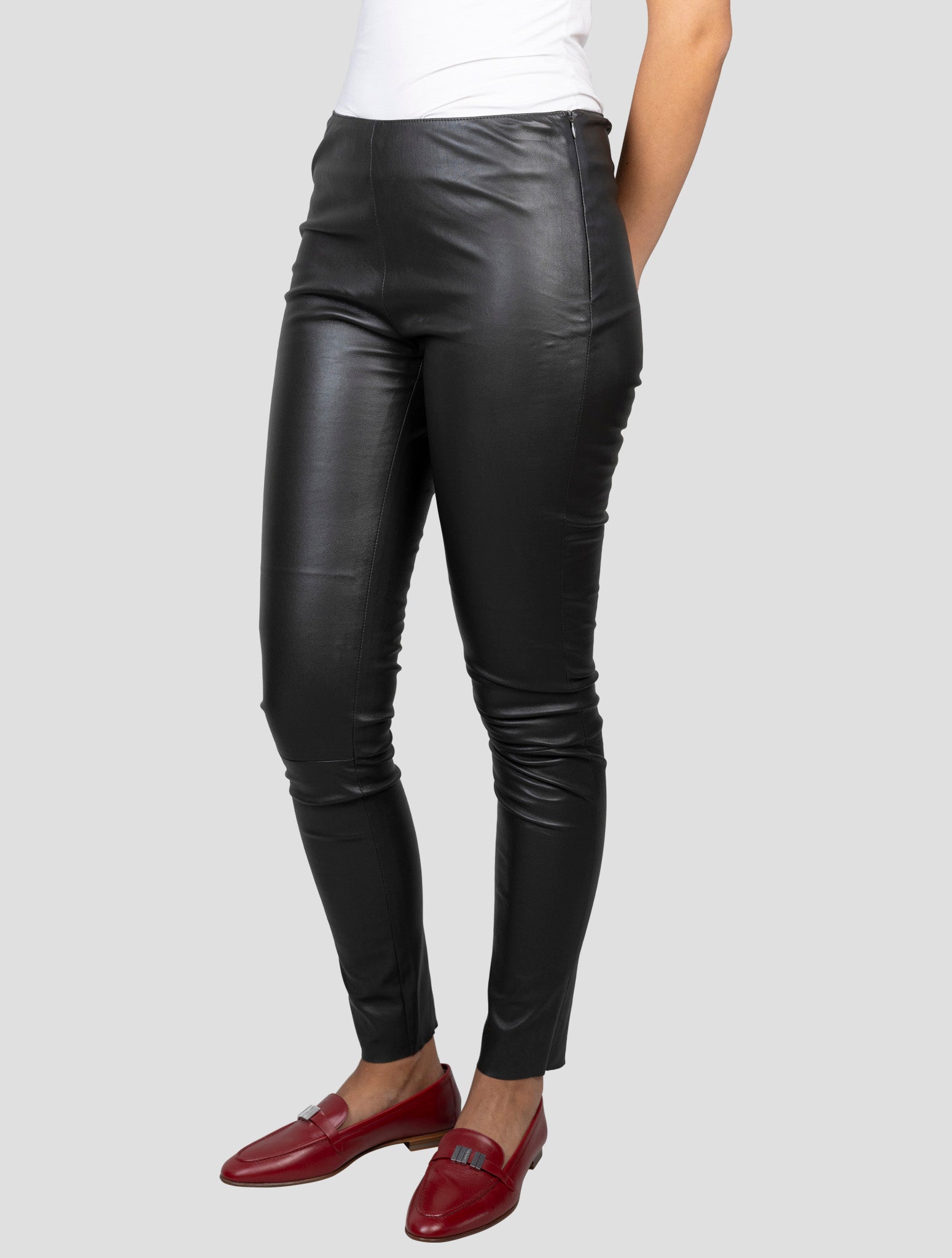 Kiton Dark Gray Leather Pants