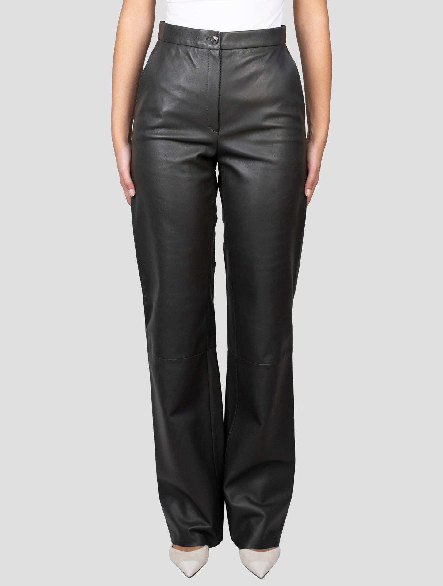 Kiton Dark Green Leather Pants