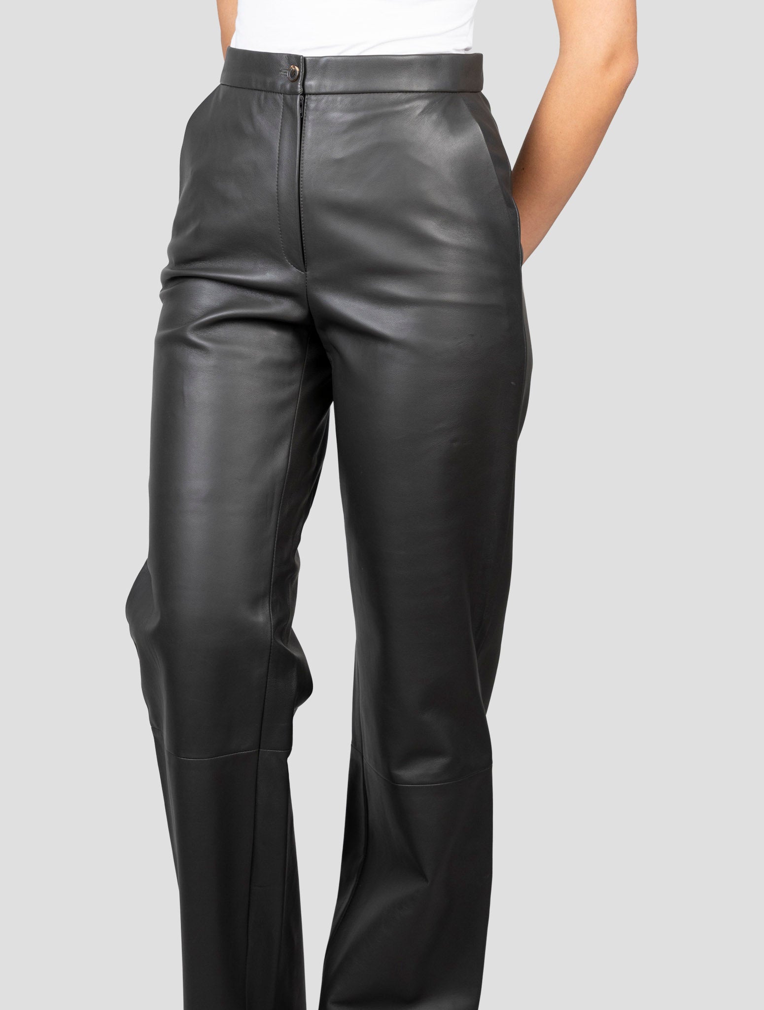 Kiton Dark Green Leather Pants