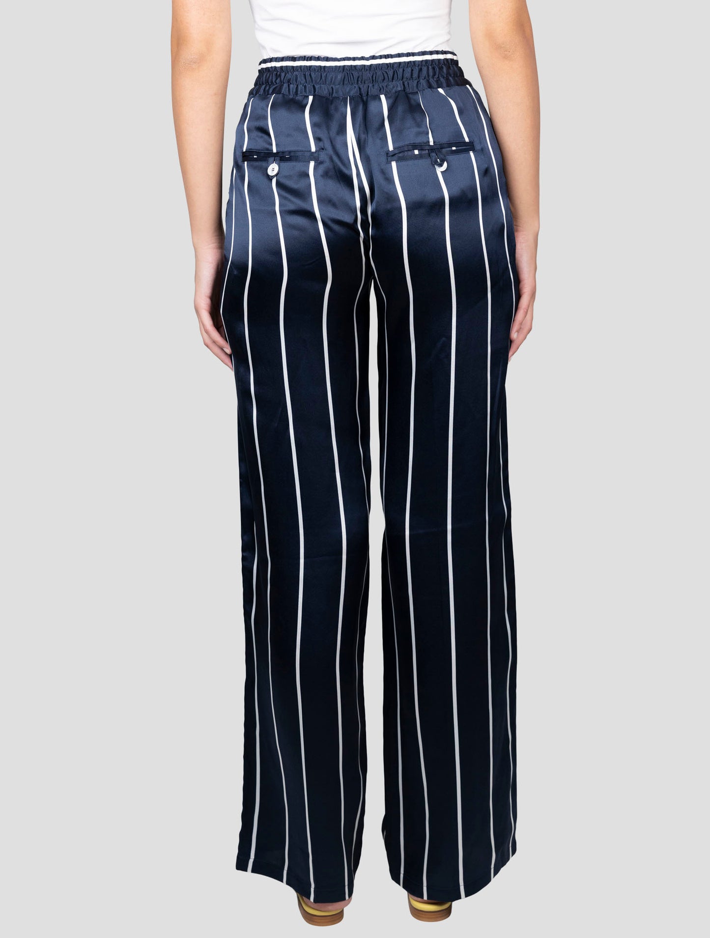 Kiton Blue White Silk Pants