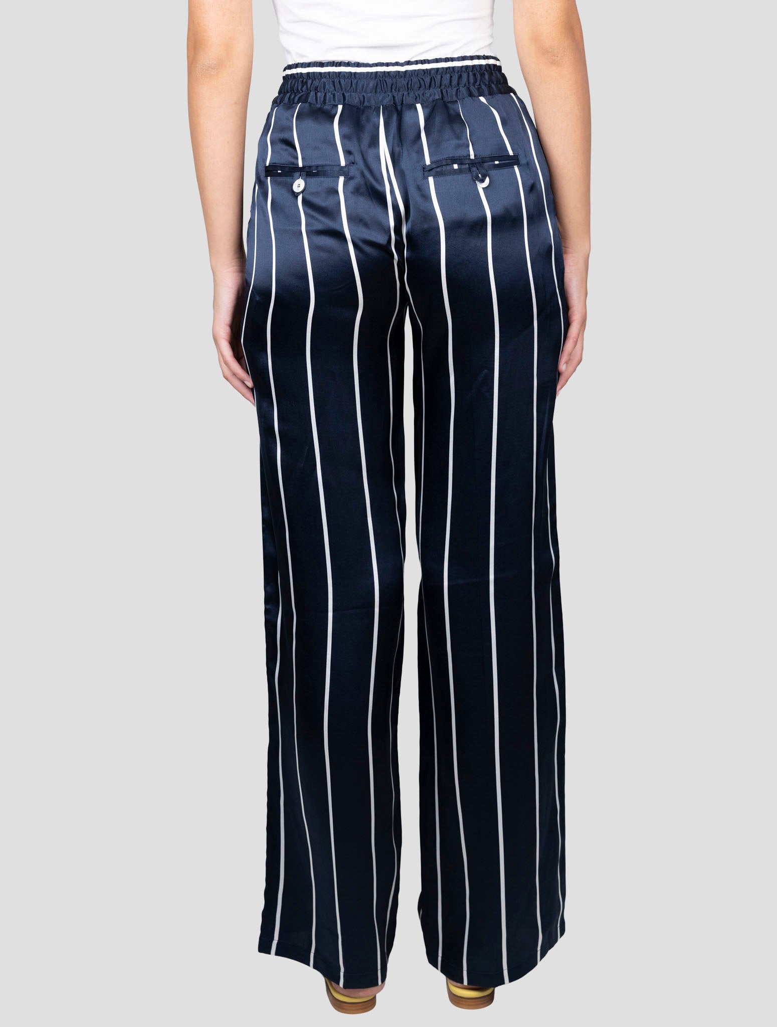 Kiton Blue White Silk Pants