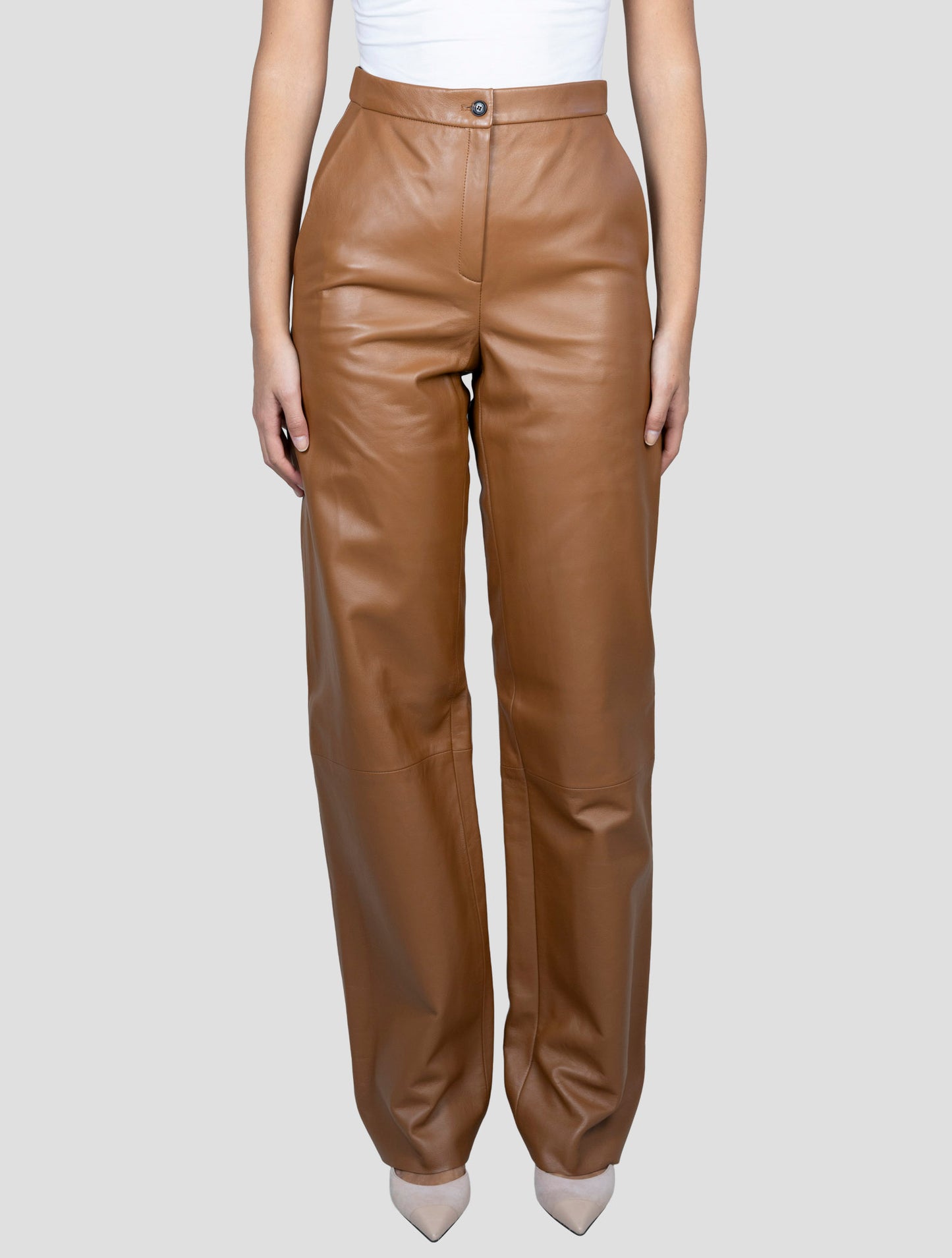 Kiton Brown Leather Pants