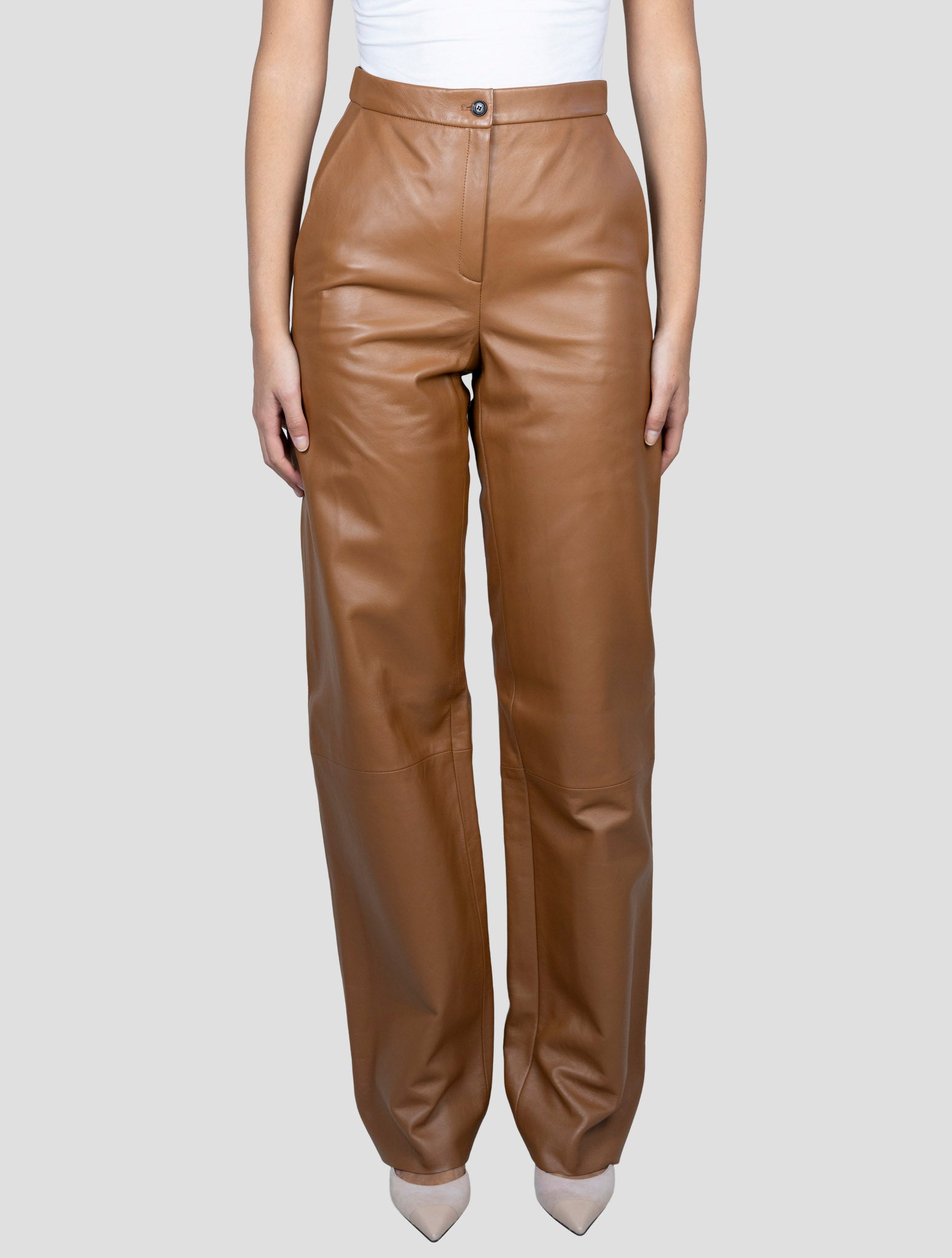 Kiton Brown Leather Pants