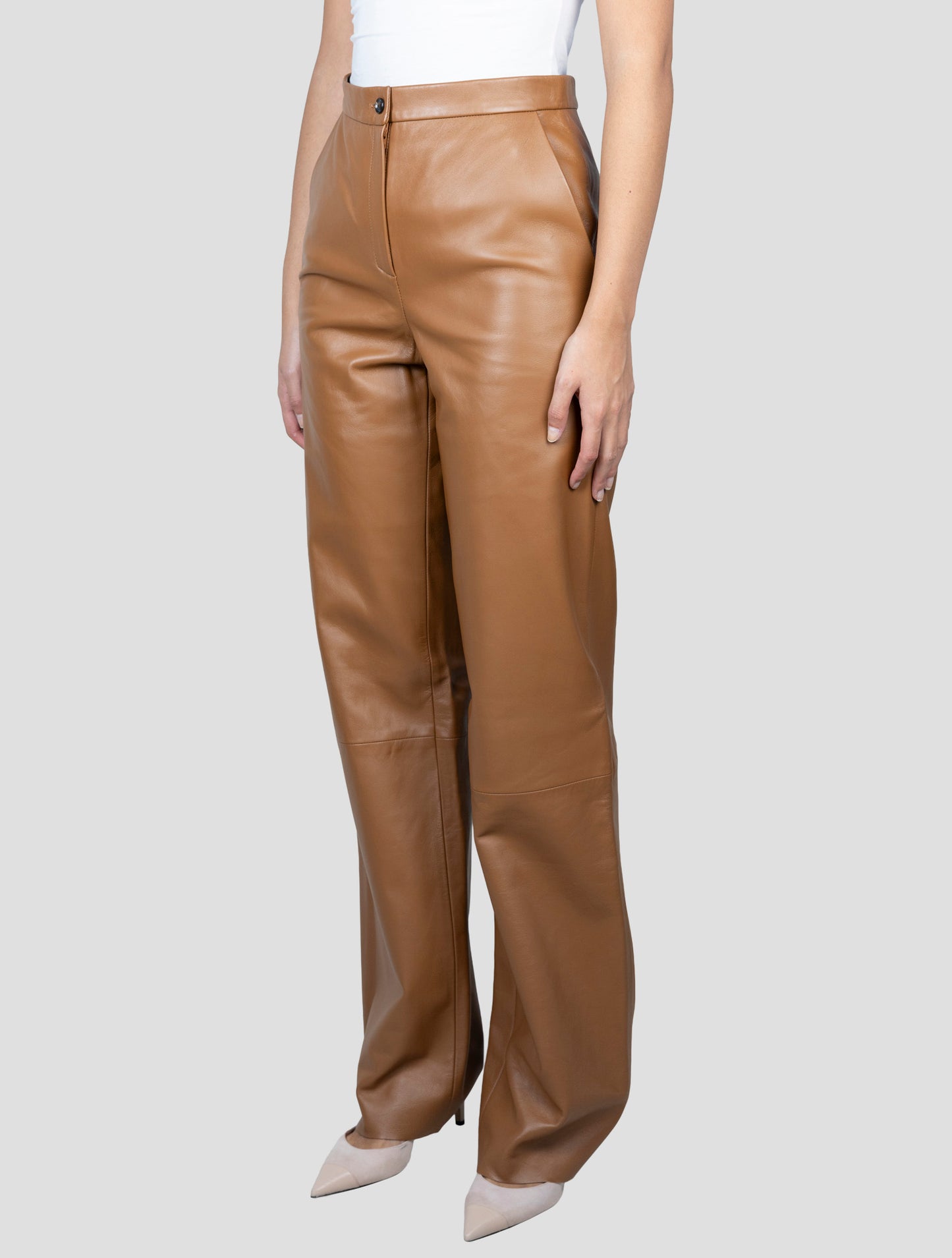 Kiton Brown Leather Pants