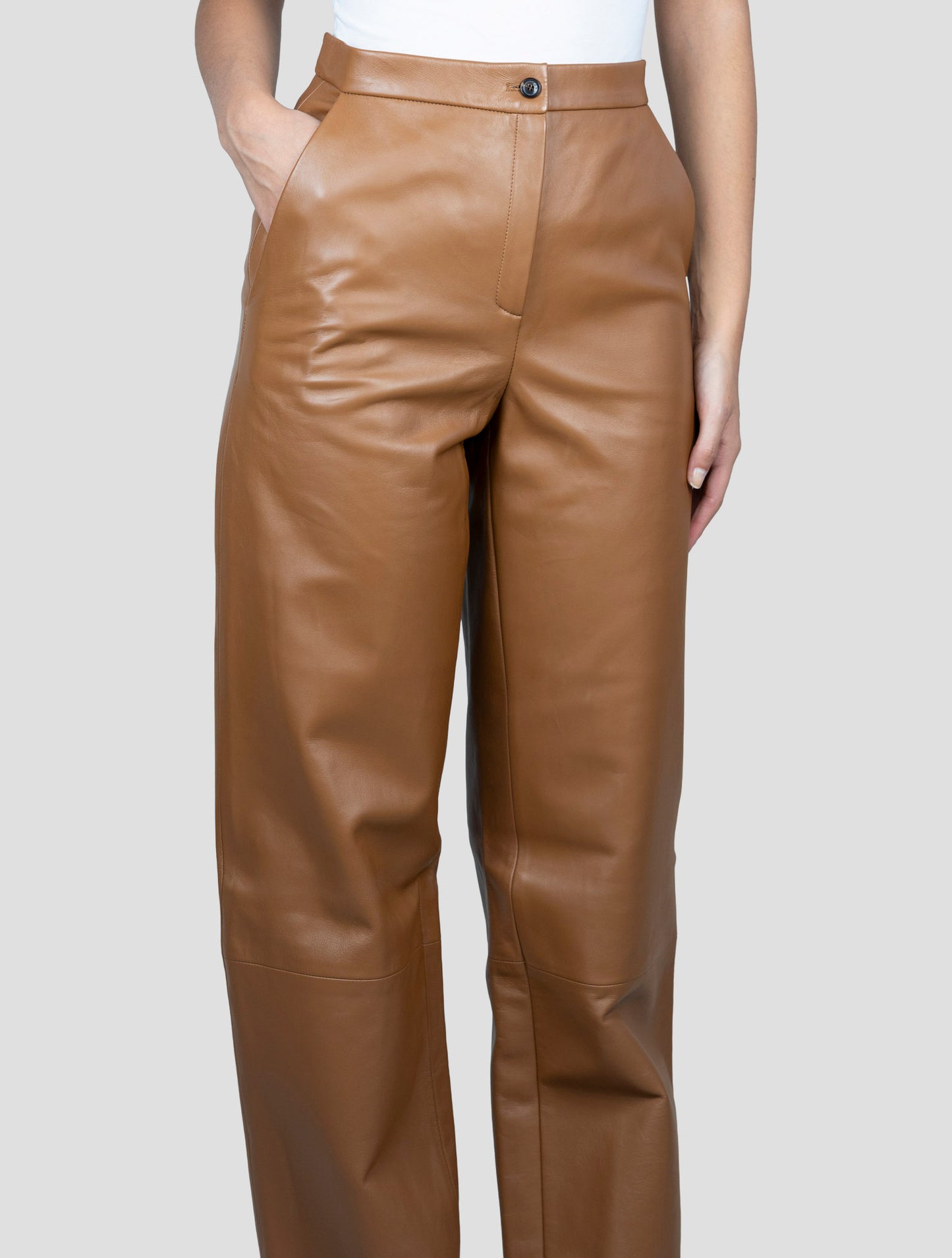Kiton Brown Leather Pants