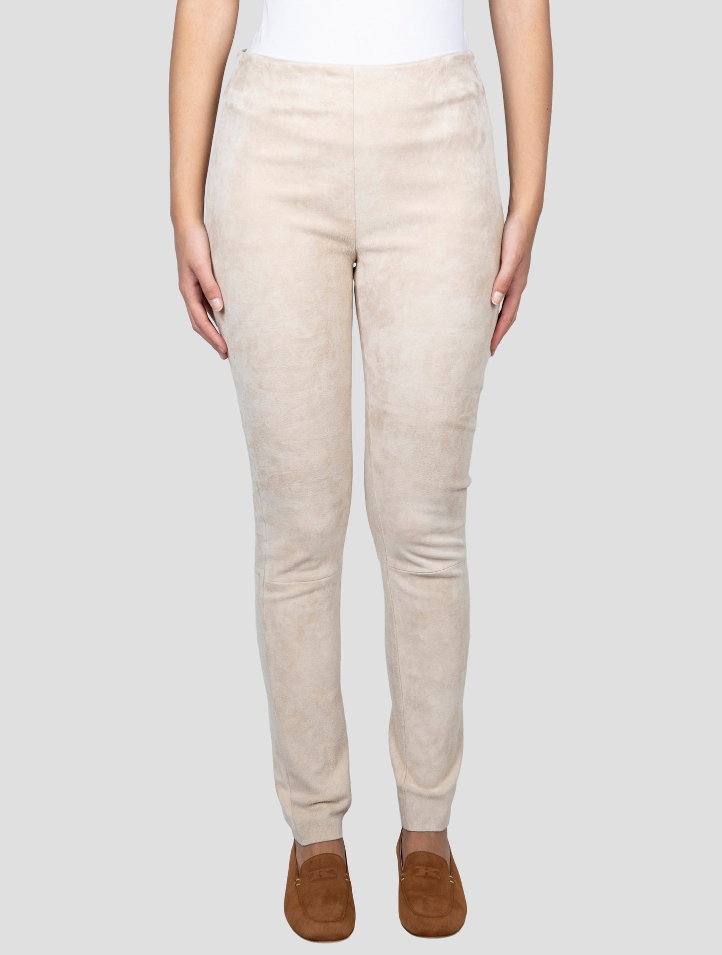 Kiton Beige Leather Suede Pants