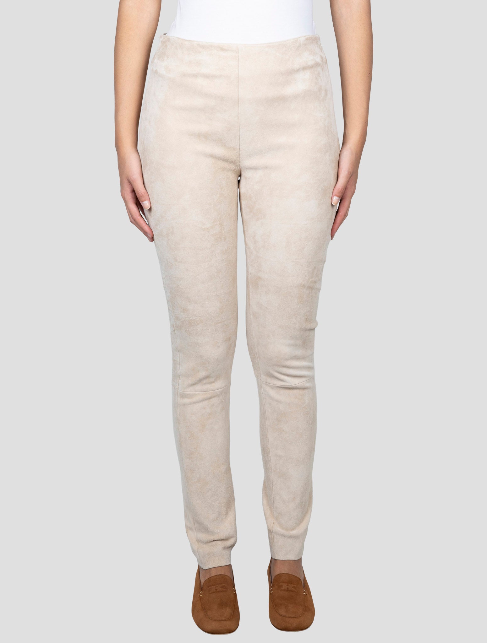 Kiton Beige Leather Suede Pants
