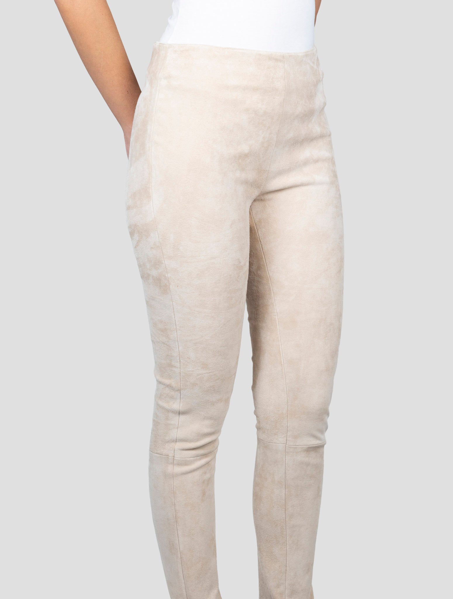 Kiton Beige Leather Suede Pants