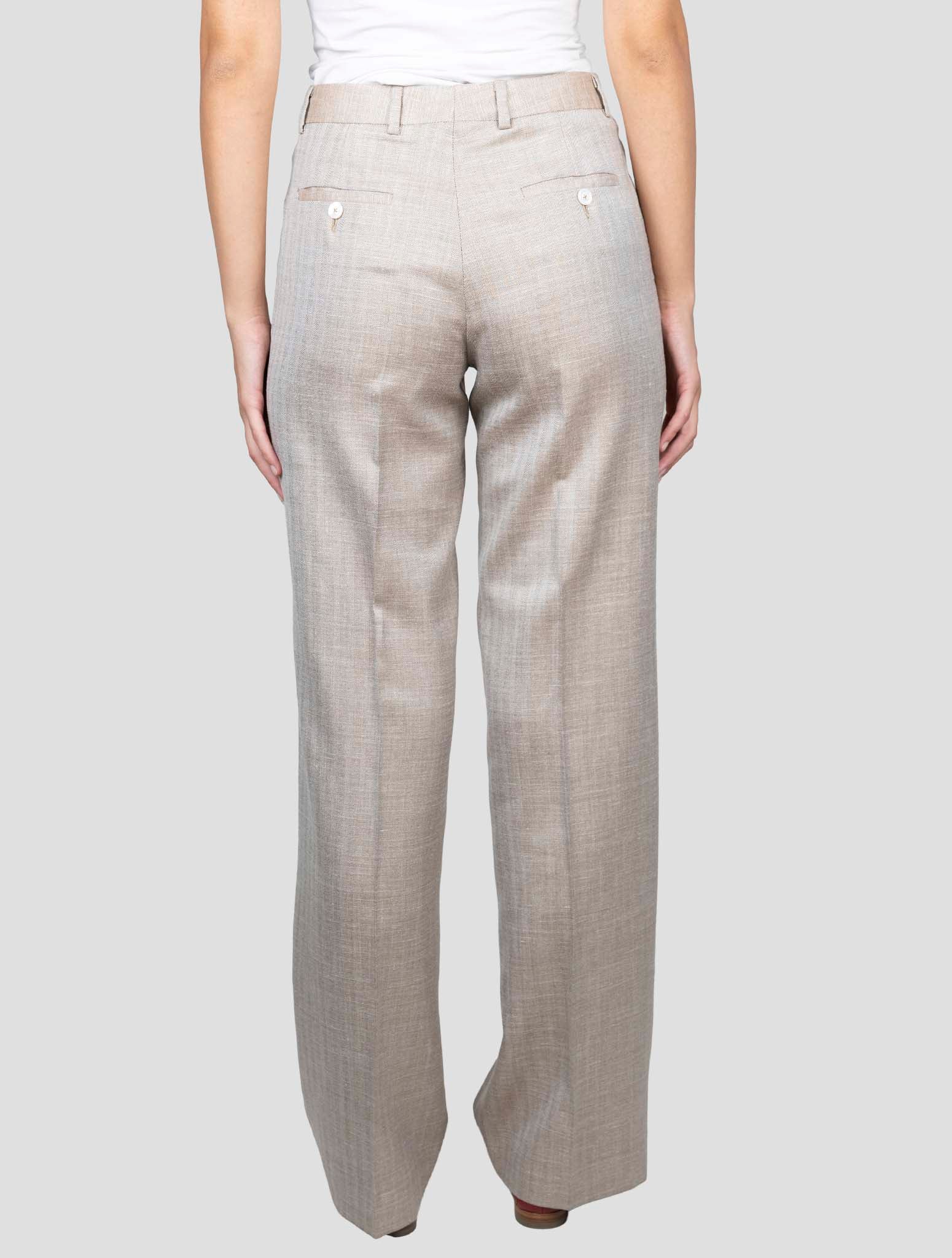 Kiton Beige Virgin Wool Silk Linen Pants