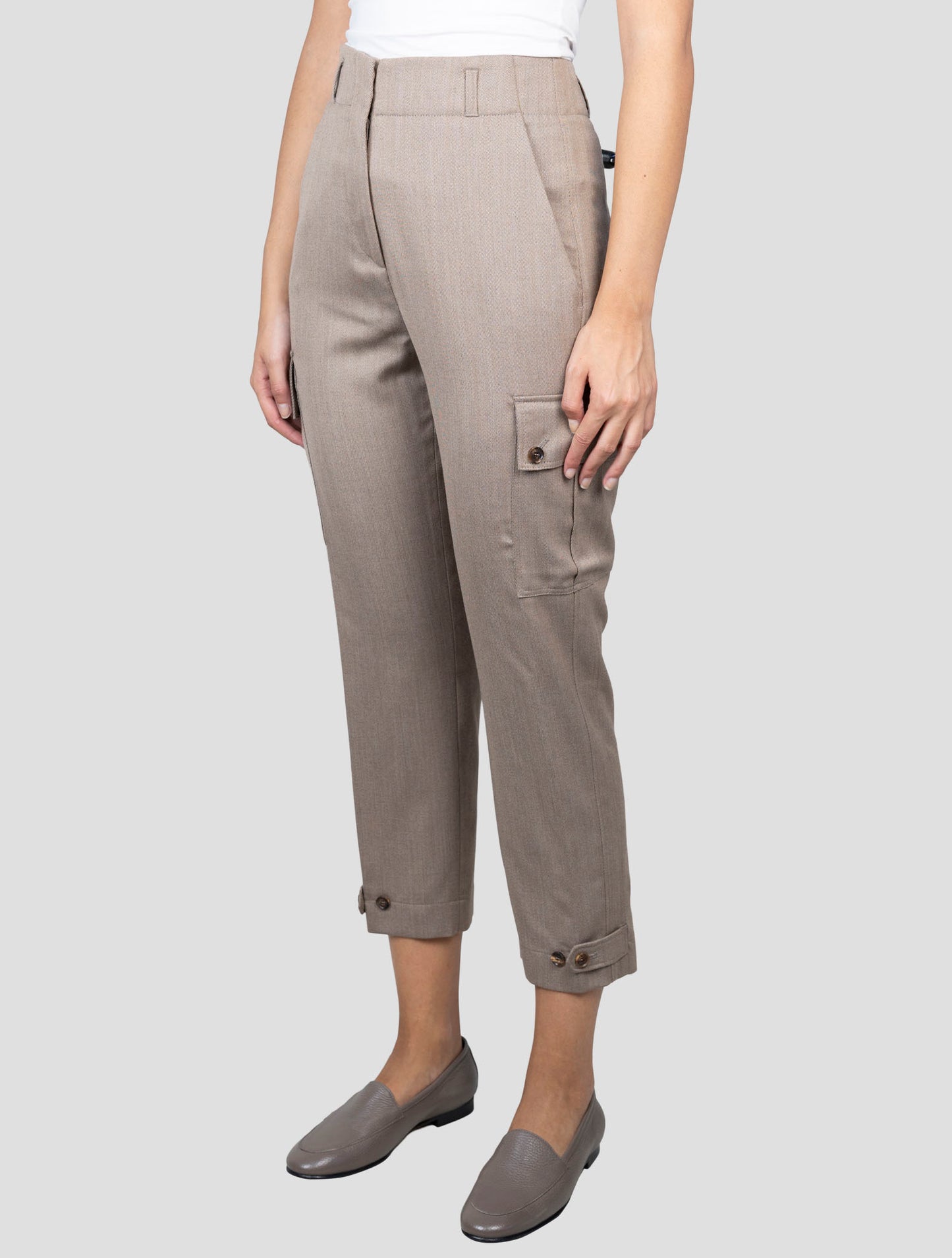 Kiton Brown Virgin Wool Cargo Pants