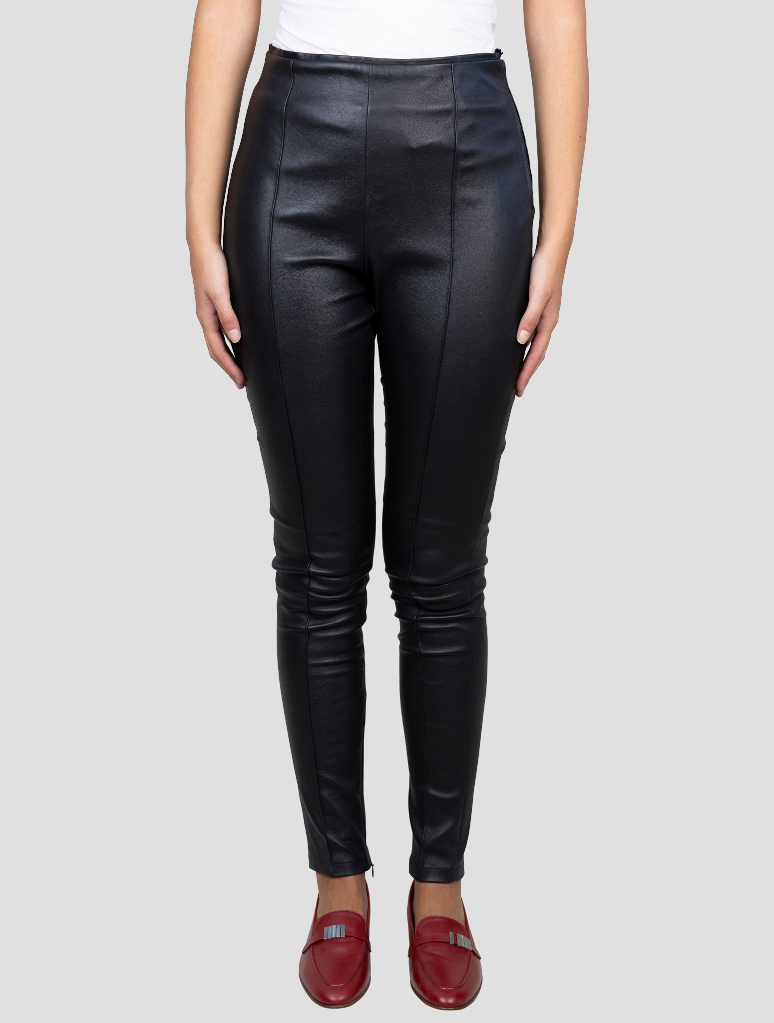 Kiton Black Leather Pants