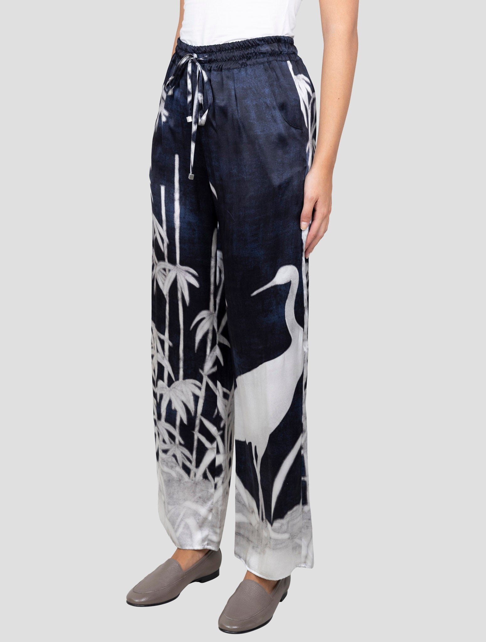 Kiton Blue White Silk Pants