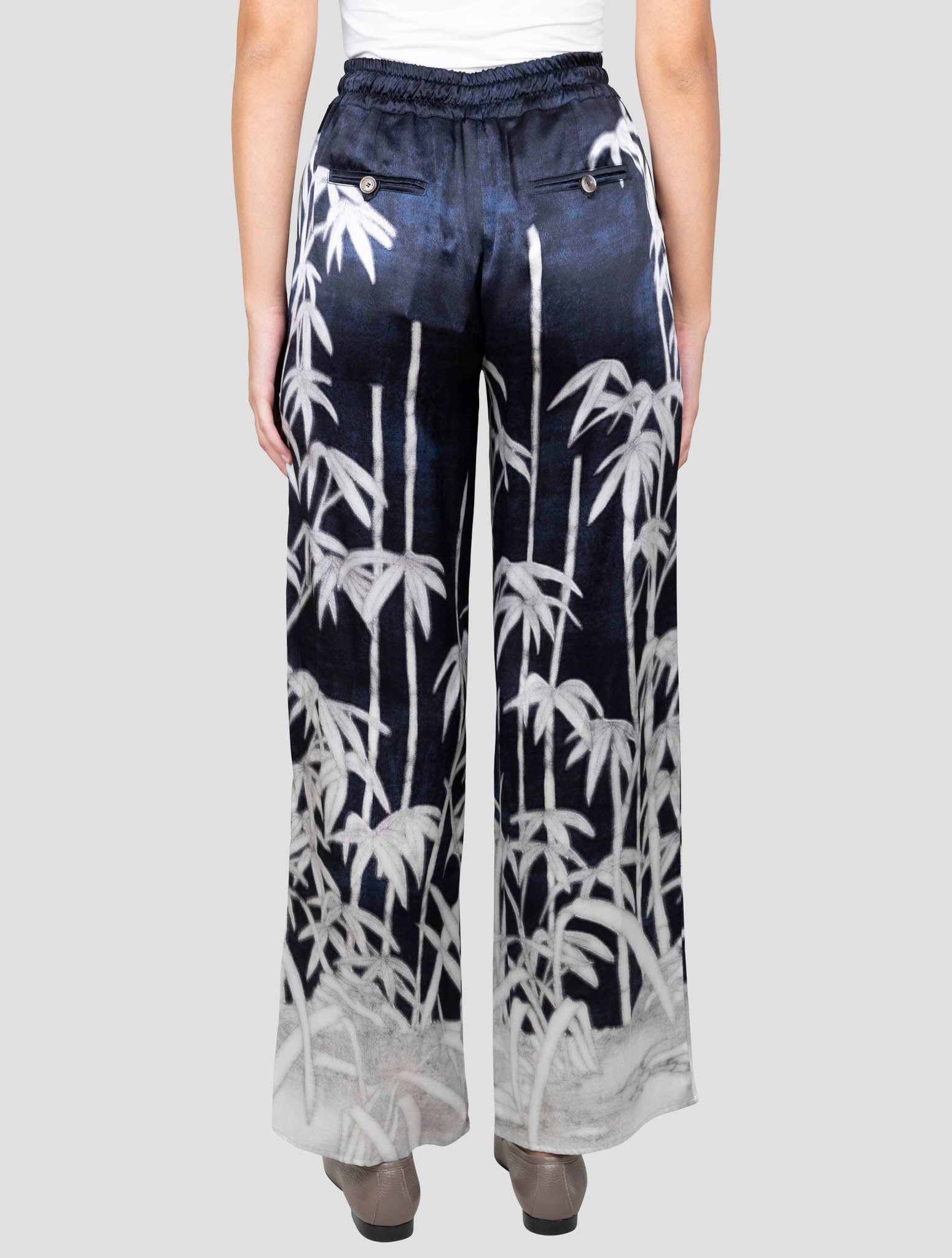 Kiton Blue White Silk Pants