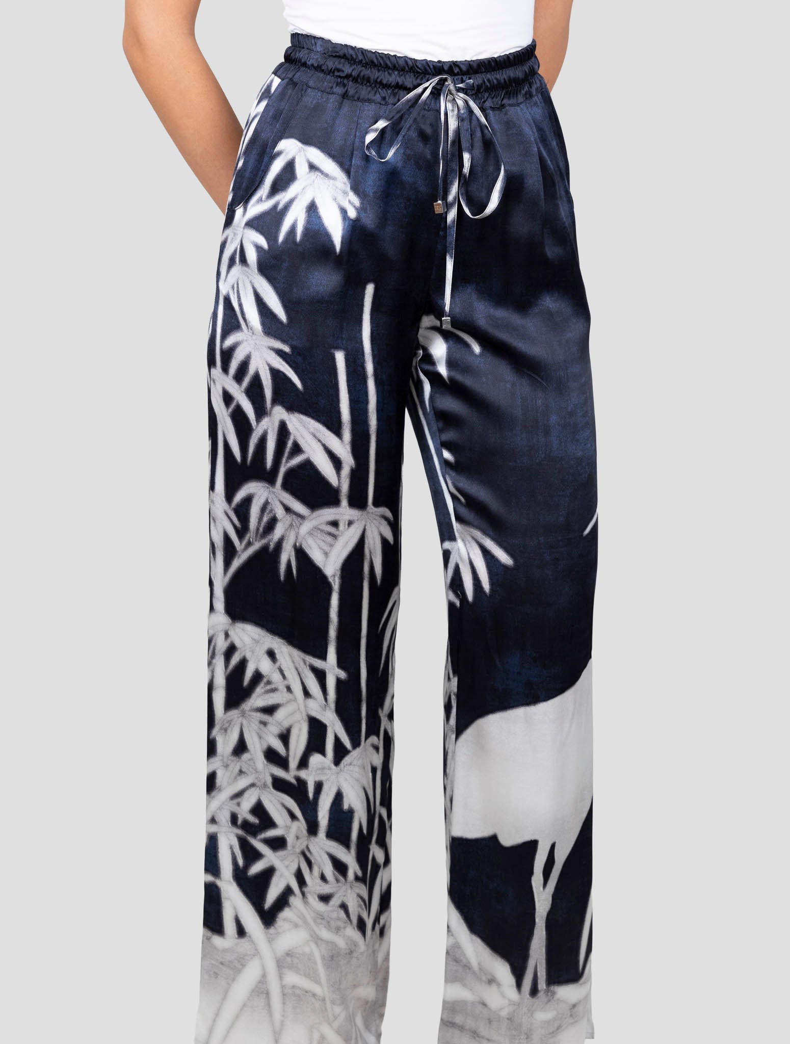 Kiton Blue White Silk Pants