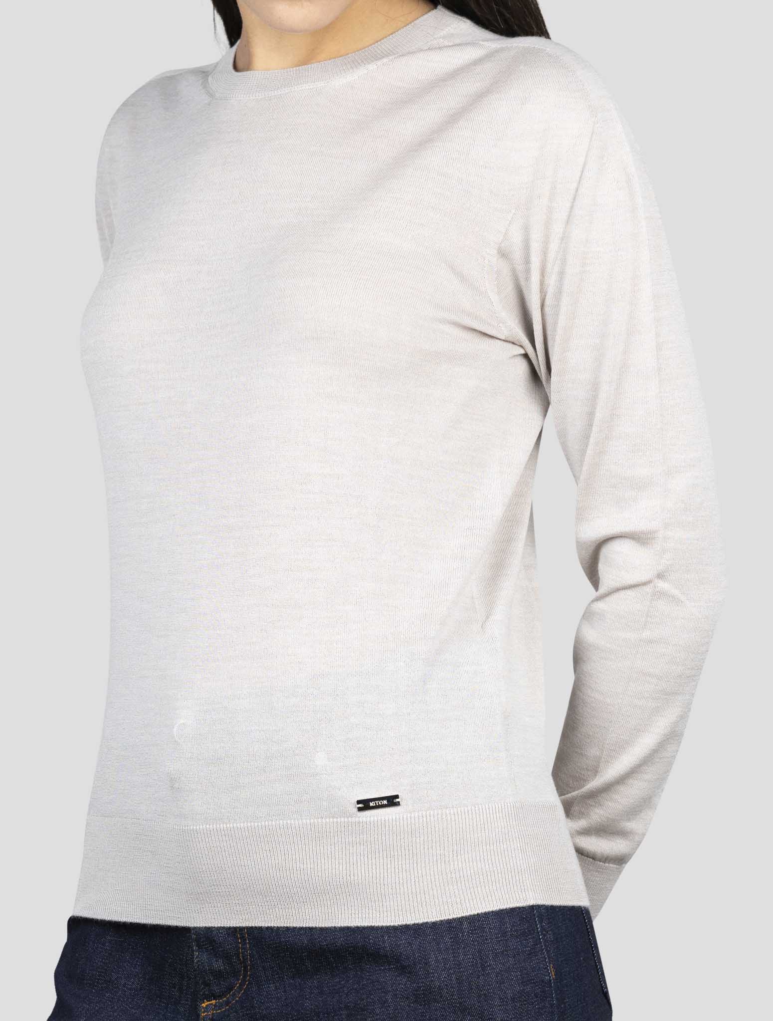 Kiton Taupe Wool Sweater Crewneck
