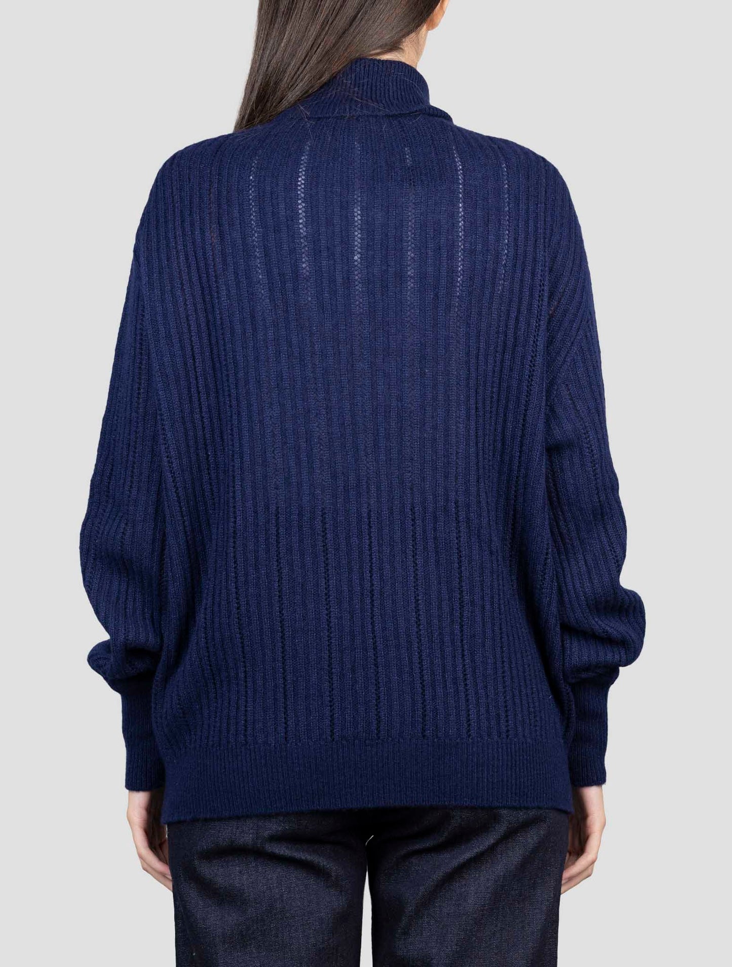 Kiton Blue Cashmere Silk Sweater Turtleneck
