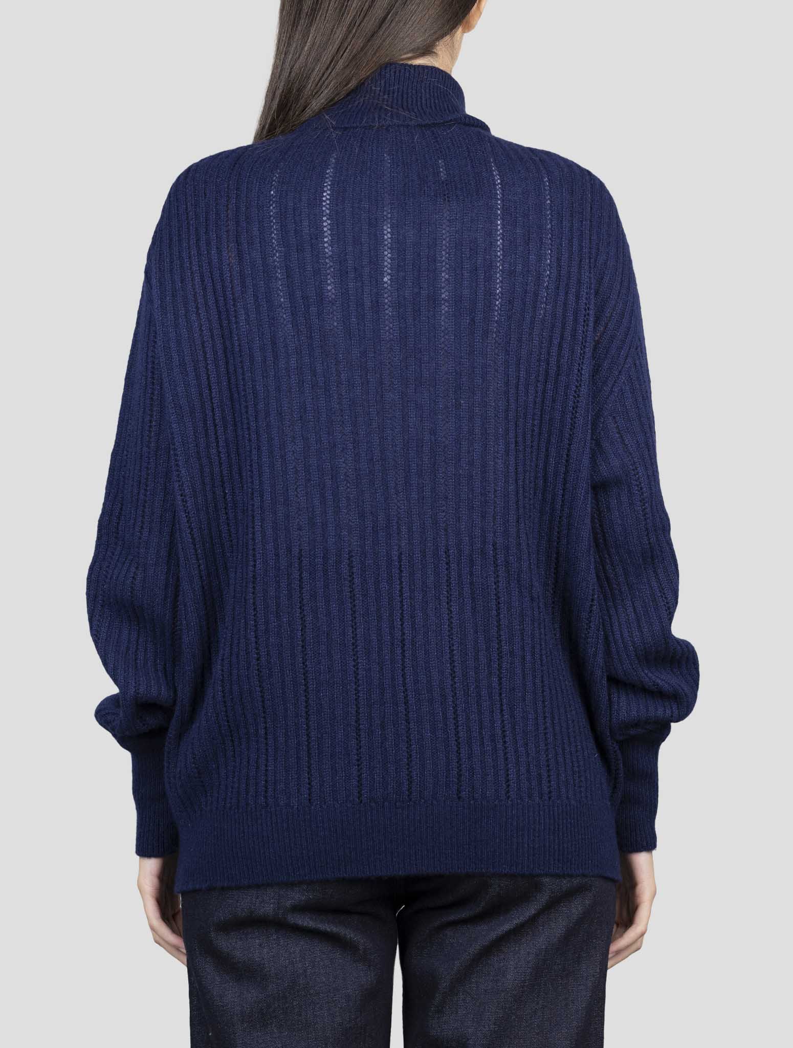 Kiton Blue Cashmere Silk Sweater Turtleneck