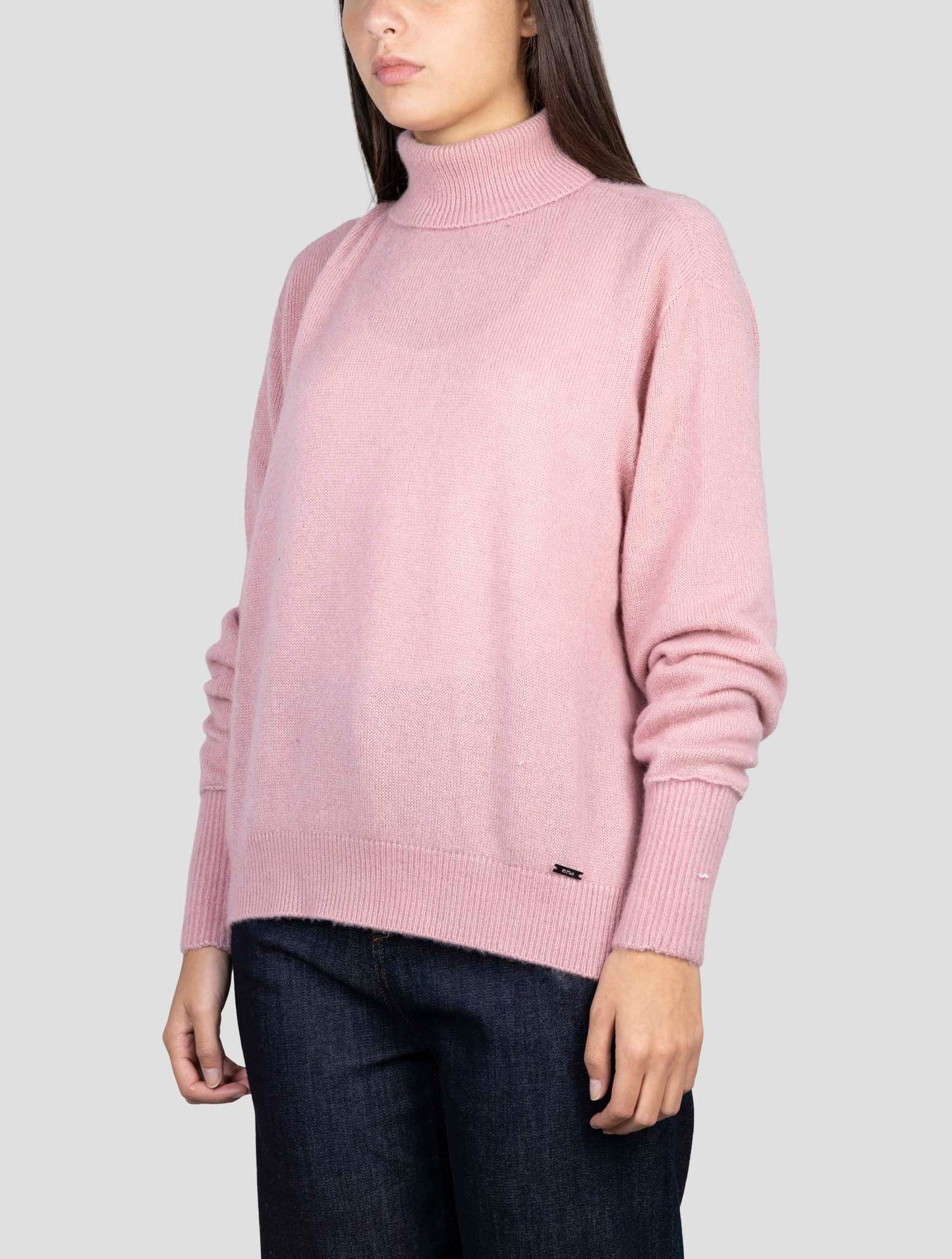 Kiton Pink Cashmere Silk Sweater Turtleneck
