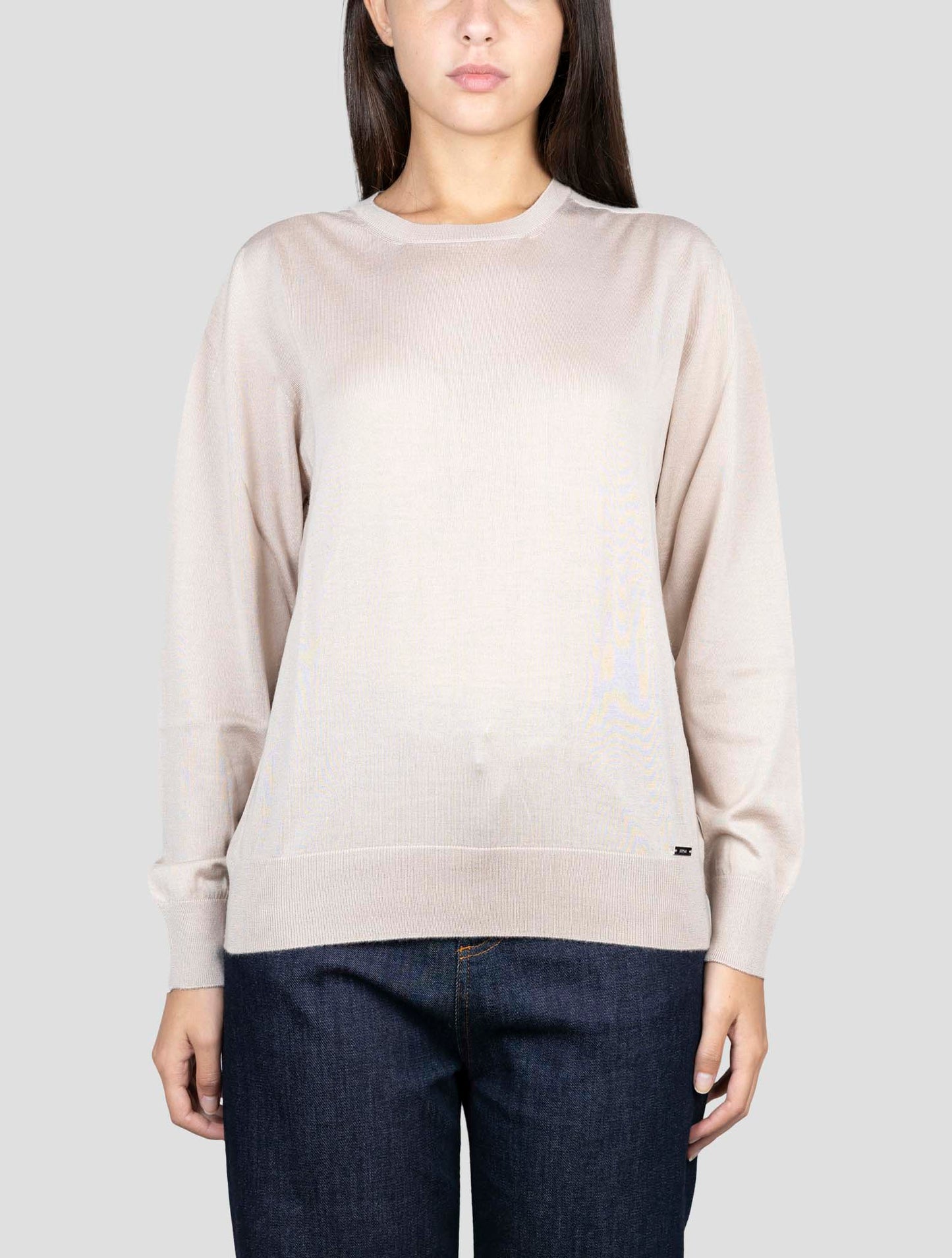 Kiton Beige Cashmere Silk Sweater Crewneck