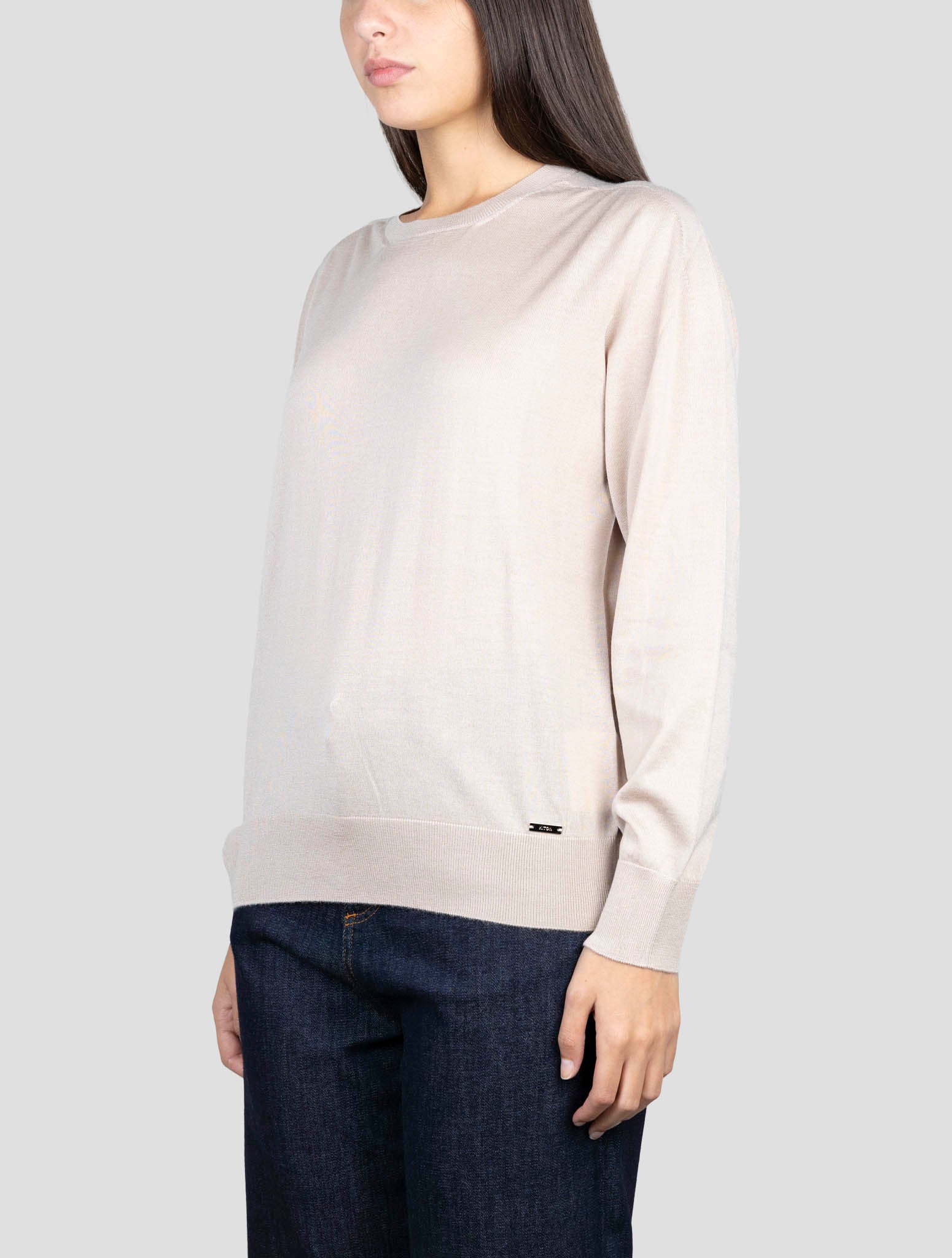 Kiton Beige Cashmere Silk Sweater Crewneck