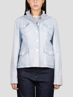 Kiton Light Blue Leather Coat