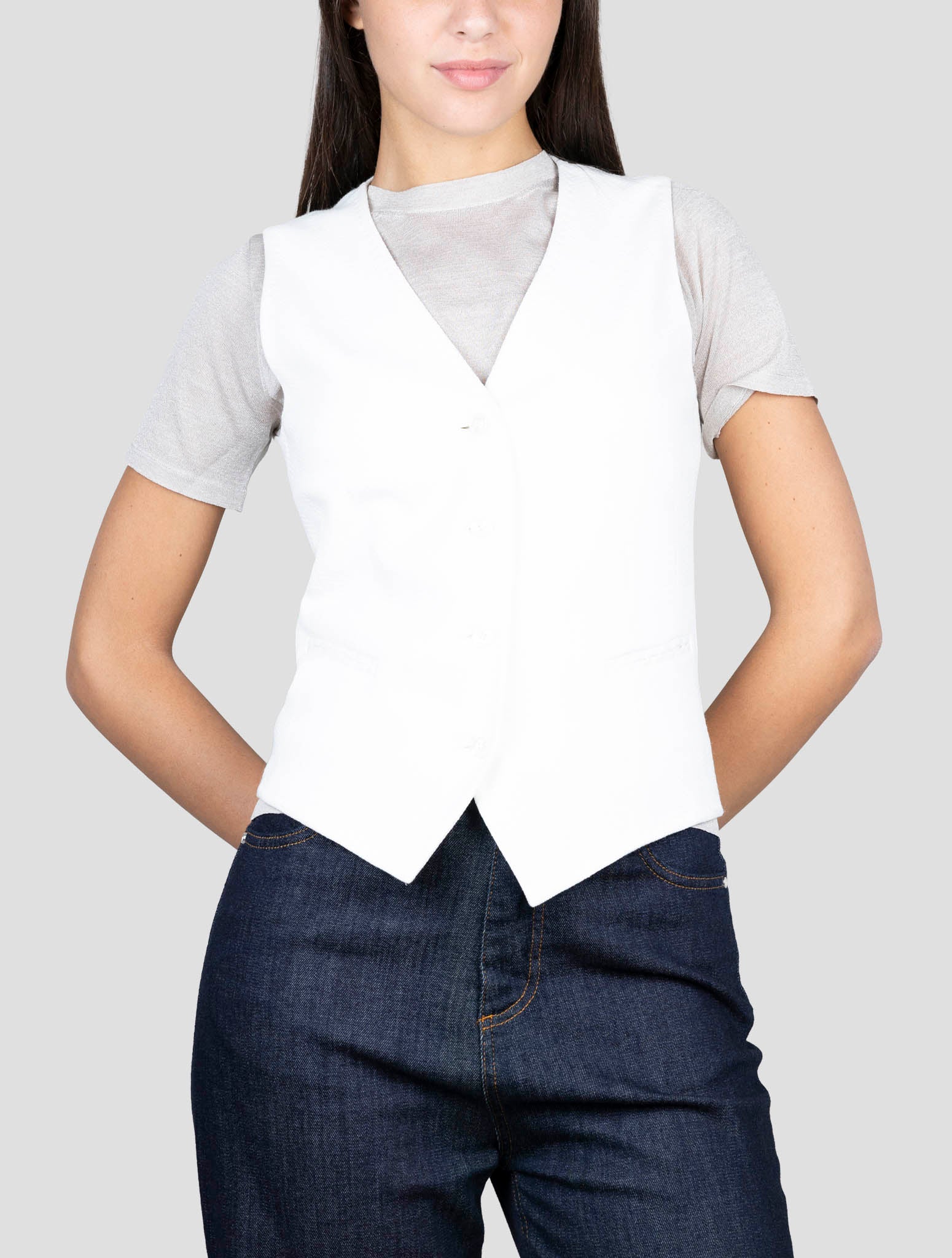 Kiton White Viscose Pa Ea Vest
