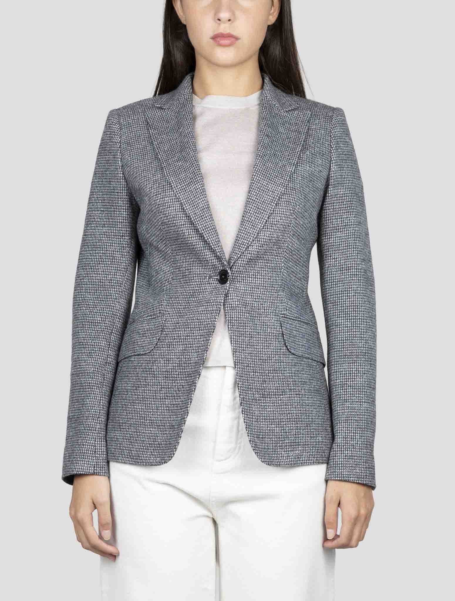 Kiton Black Gray Virgin Wool Cashmere Pa Wool Blazer