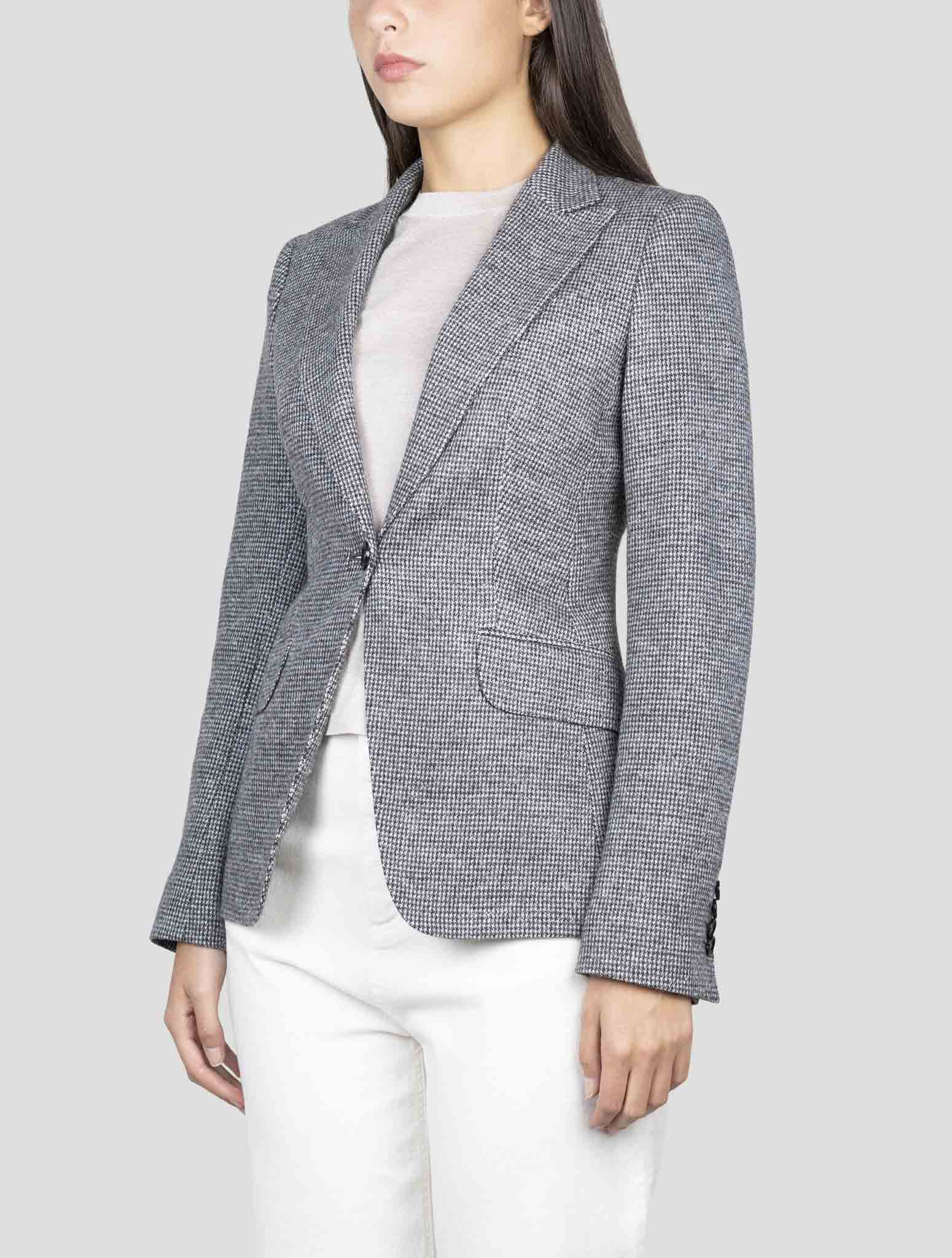 Kiton Black Gray Virgin Wool Cashmere Pa Wool Blazer