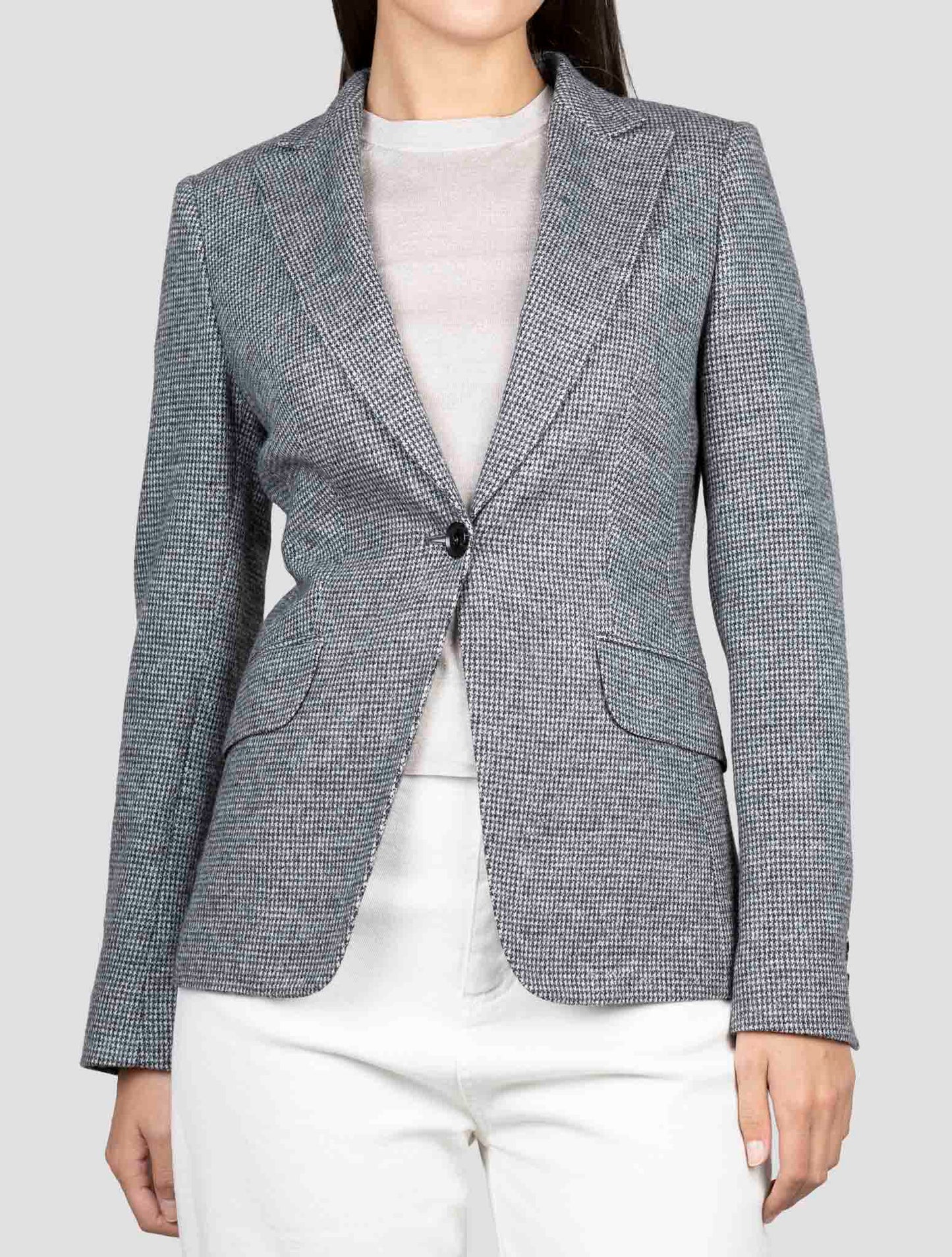 Kiton Black Gray Virgin Wool Cashmere Pa Wool Blazer