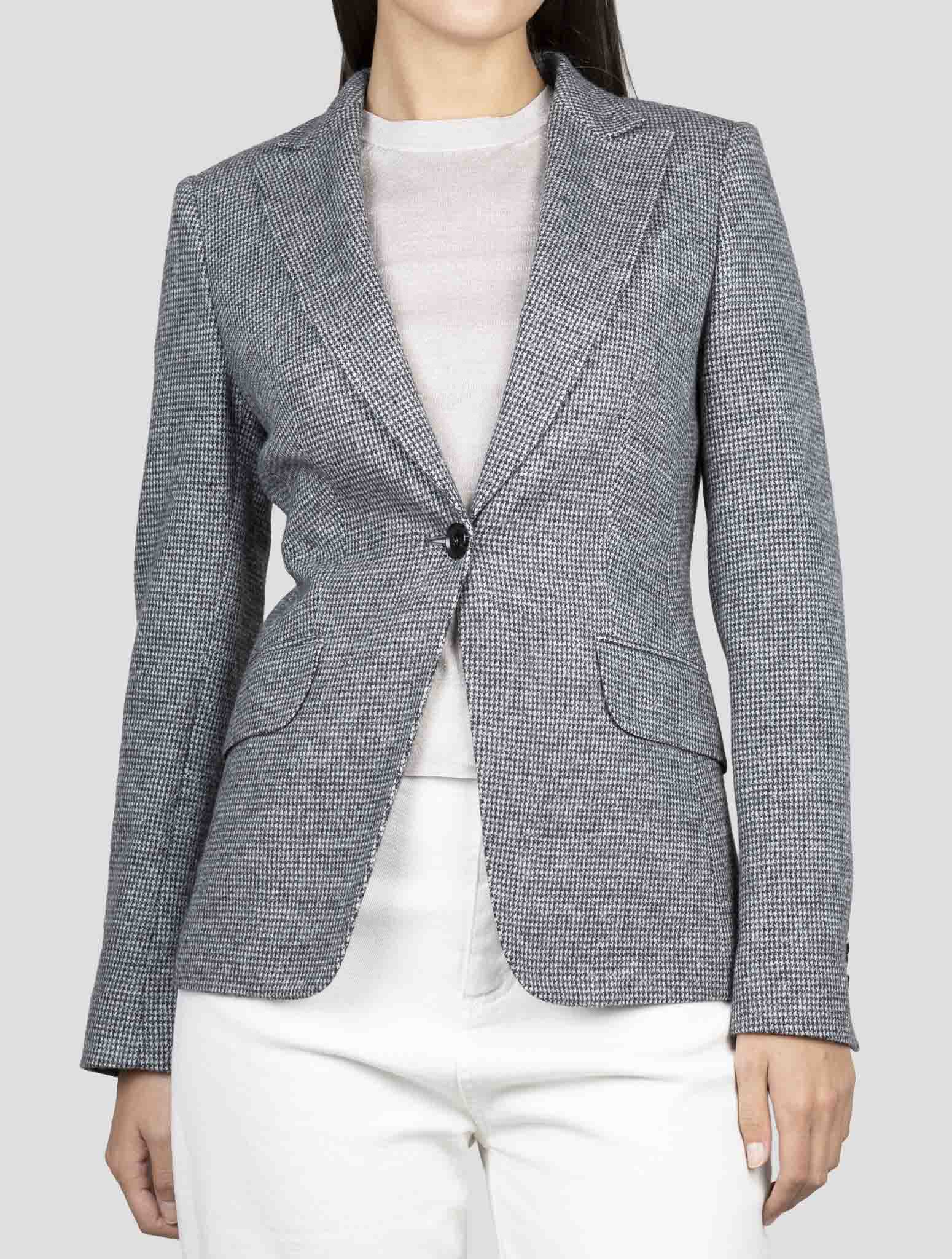 Kiton Black Gray Virgin Wool Cashmere Pa Wool Blazer