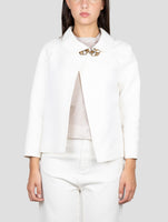 Kiton White Pl Cotton Blazer